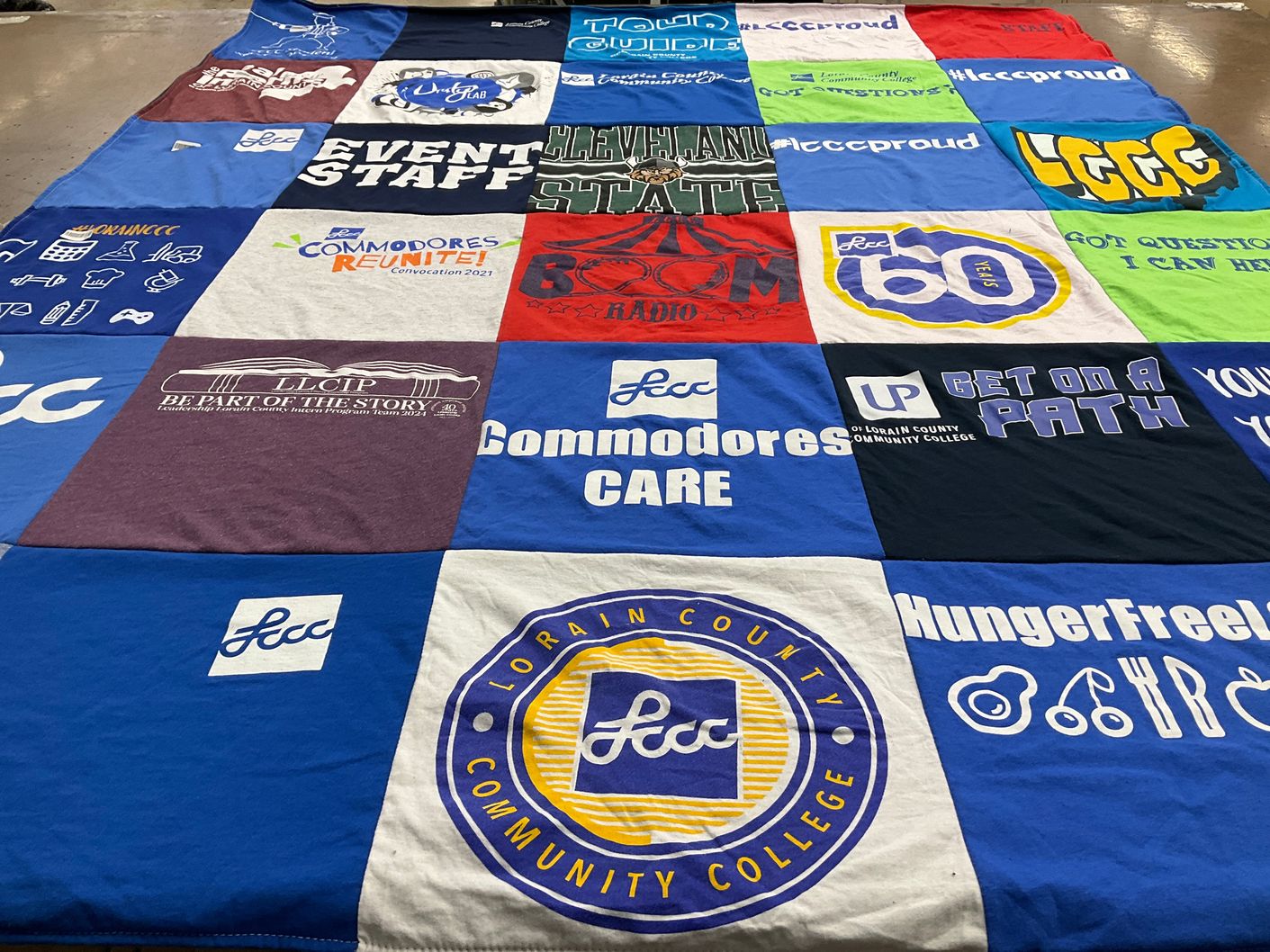 T-shirt quilt from lorain county community college by Zarai from OH