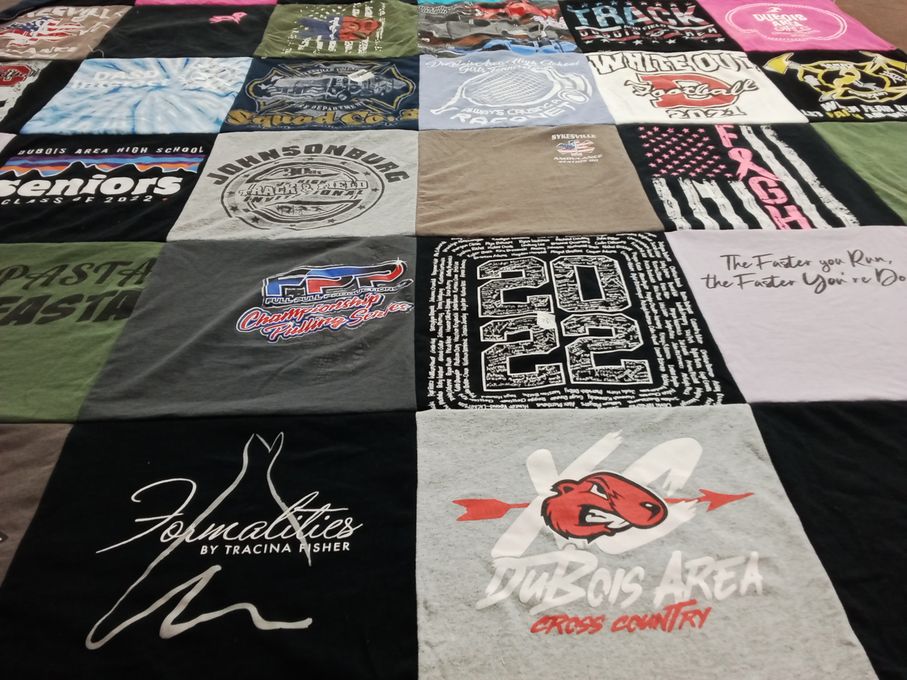 T-shirt quilt featuring du bois area cross country, football team by Chloe from PA