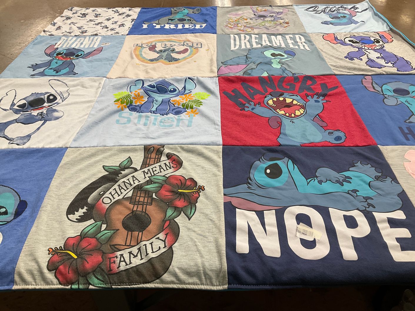 T-shirt quilt with disney, lilo and stitch themes by Zarai from OH