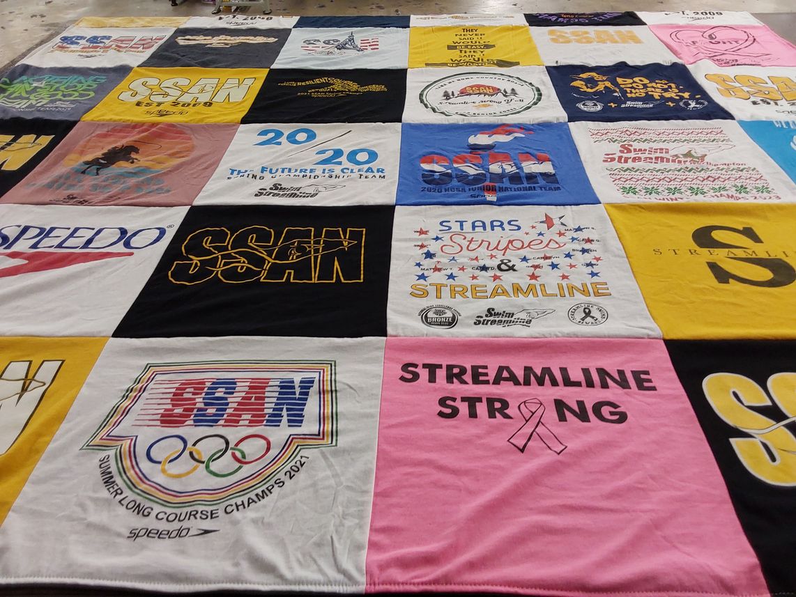 T-shirt quilt with swimming, sports themes by Matthew from TX