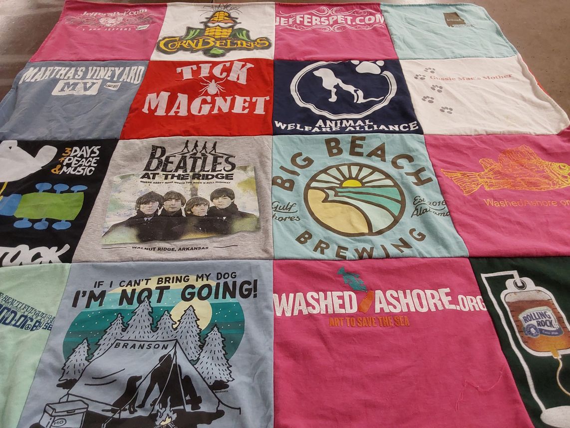 T-shirt quilt with music, animals themes by James from MO