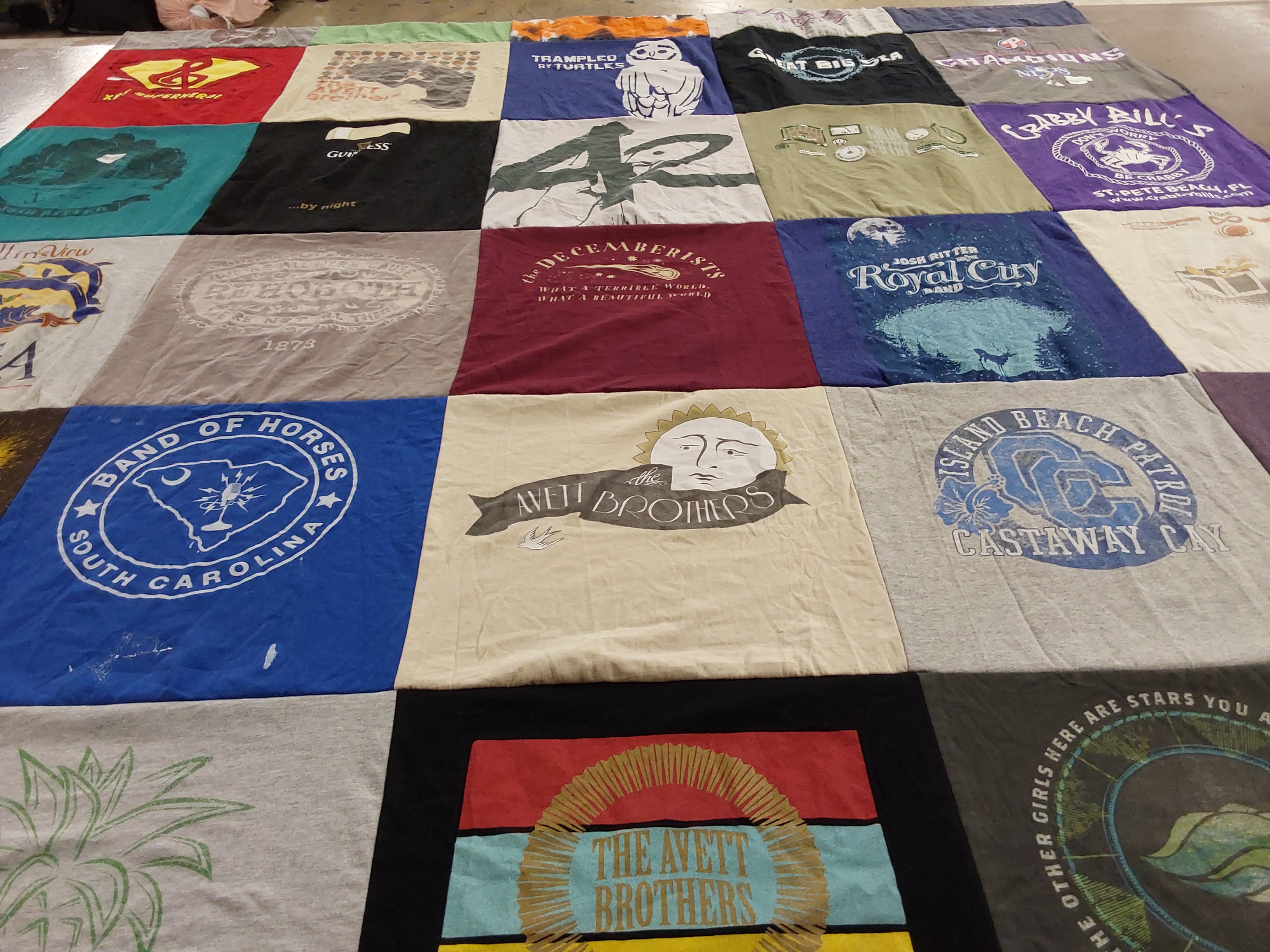 T-shirt quilt with music, beaches themes by Abigail from PA