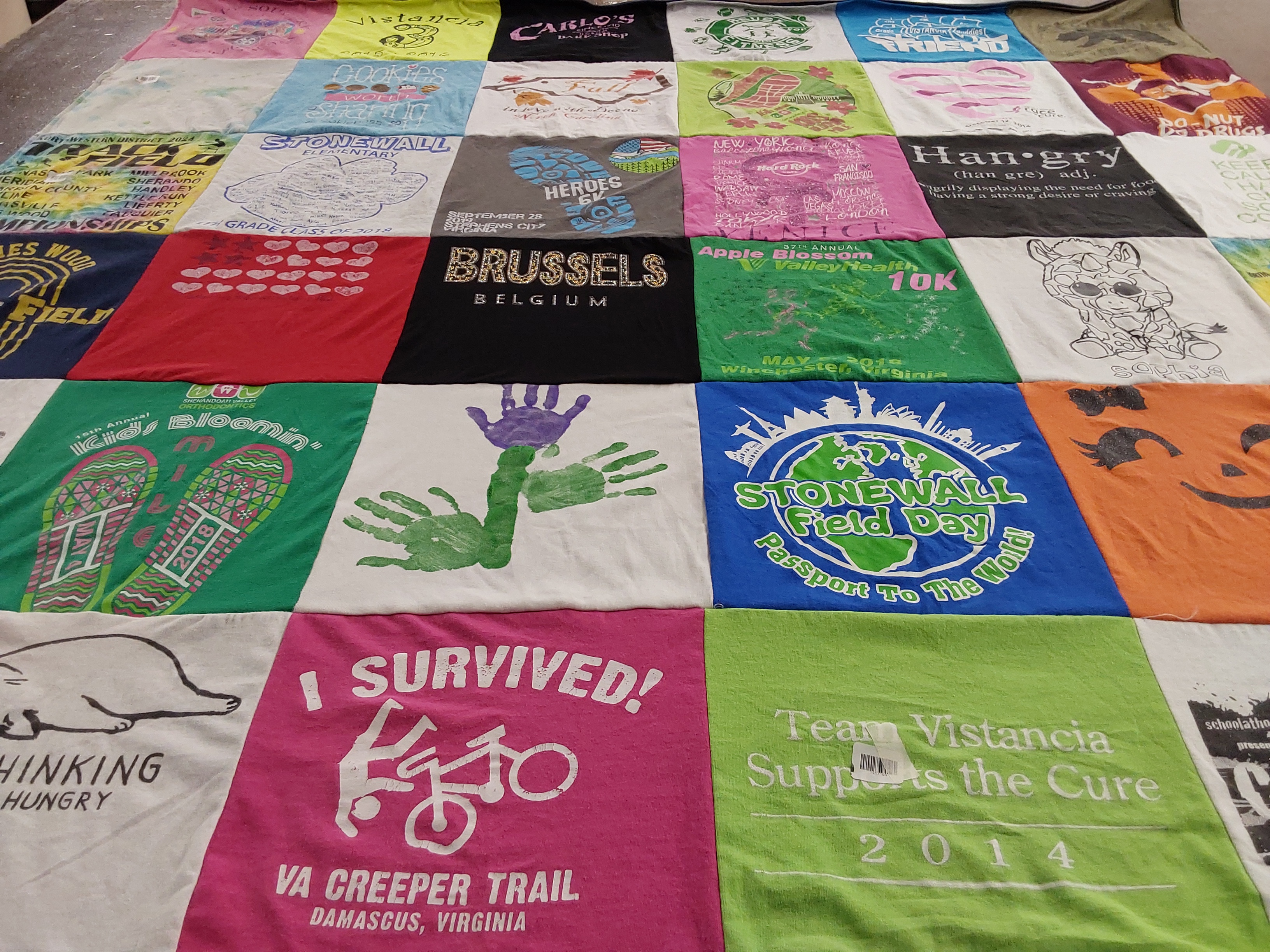 T-shirt quilt from stonewall elementary school by Elizabeth from VA