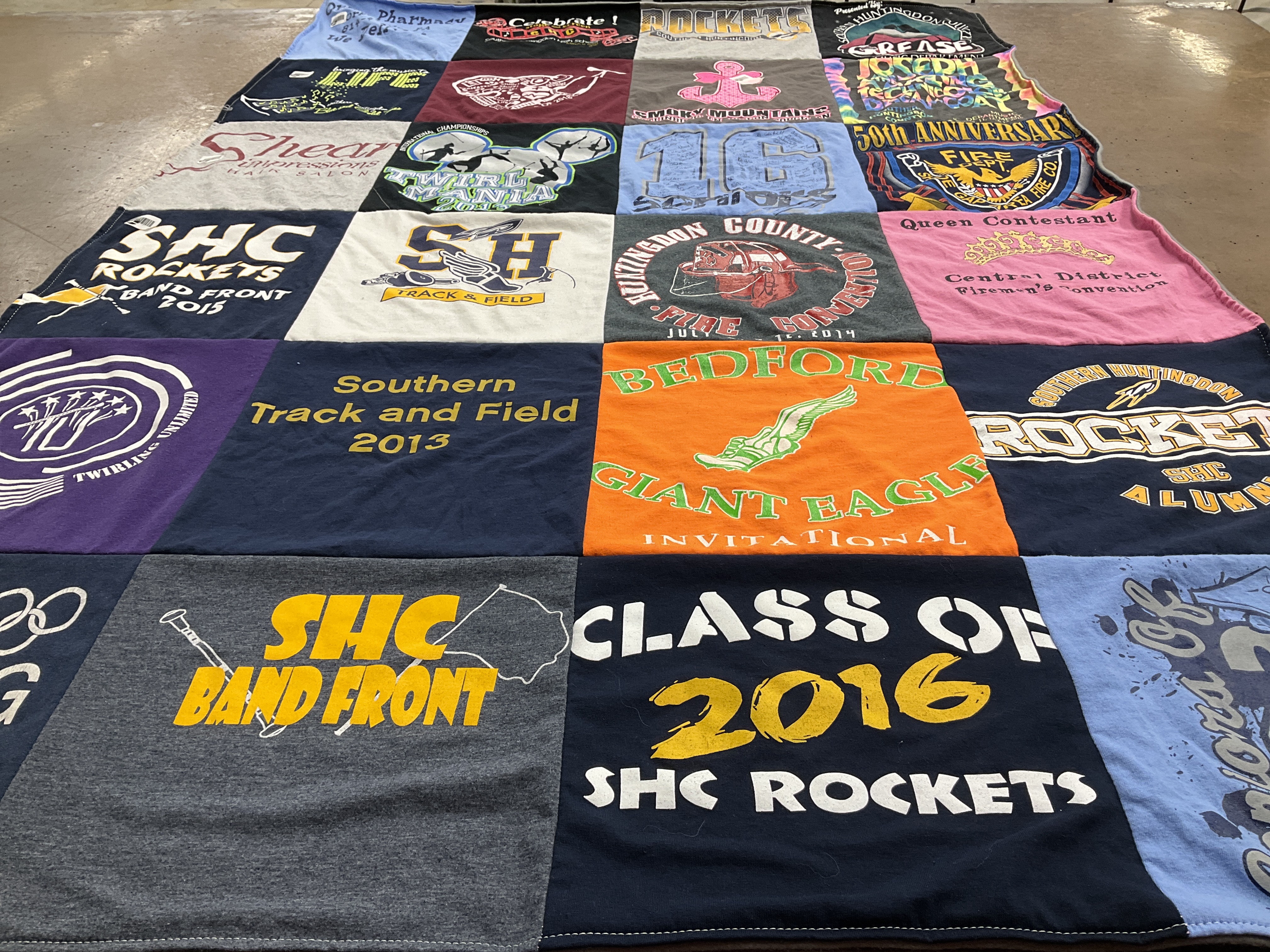 T-shirt quilt featuring southern huntingdon county rockets by Leslie from PA
