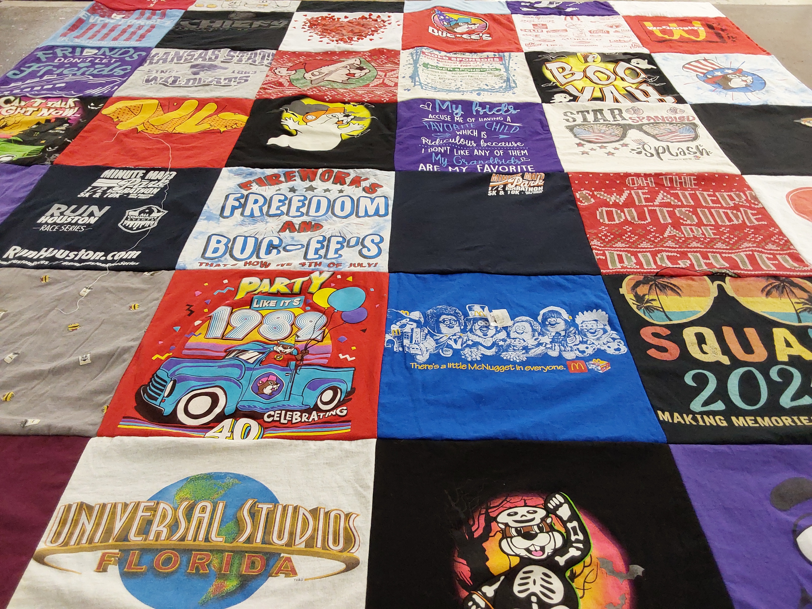 T-shirt quilt with celebrations, fireworks themes by toni from TX