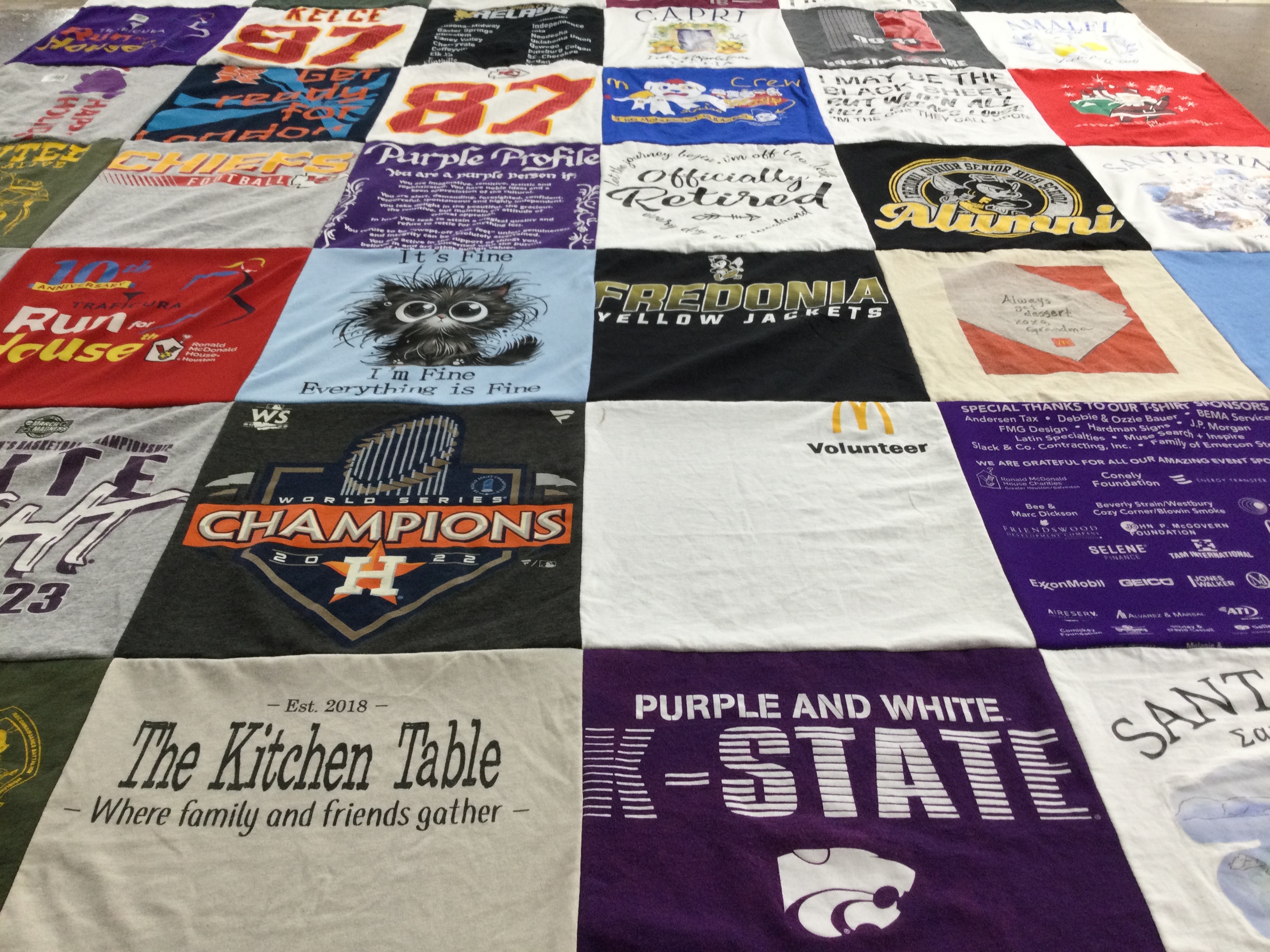 T-shirt quilt featuring houston astros, kansas state university sports team by toni from TX