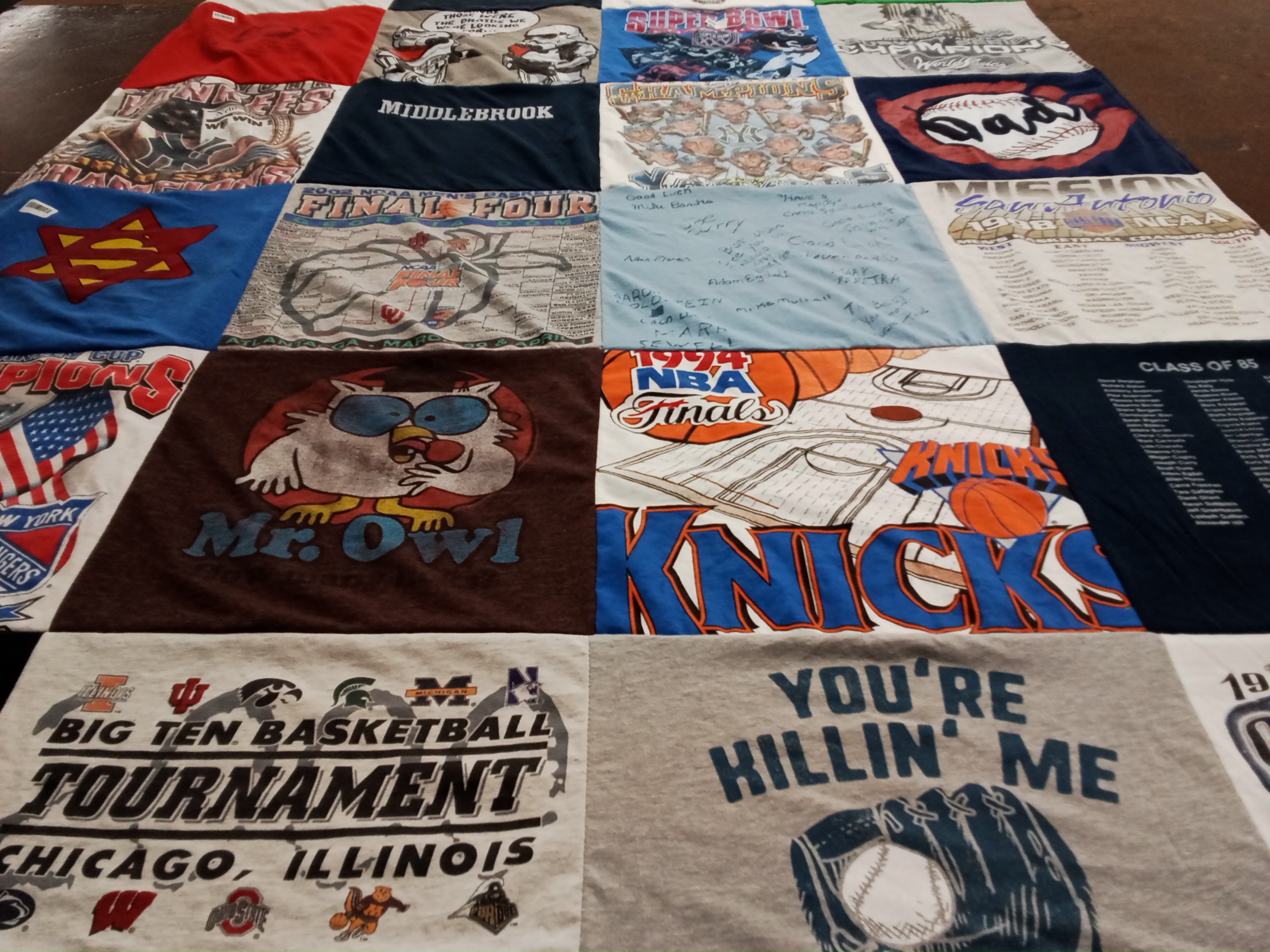 T-shirt quilt with basketball, sports themes by Jeffrey from IL