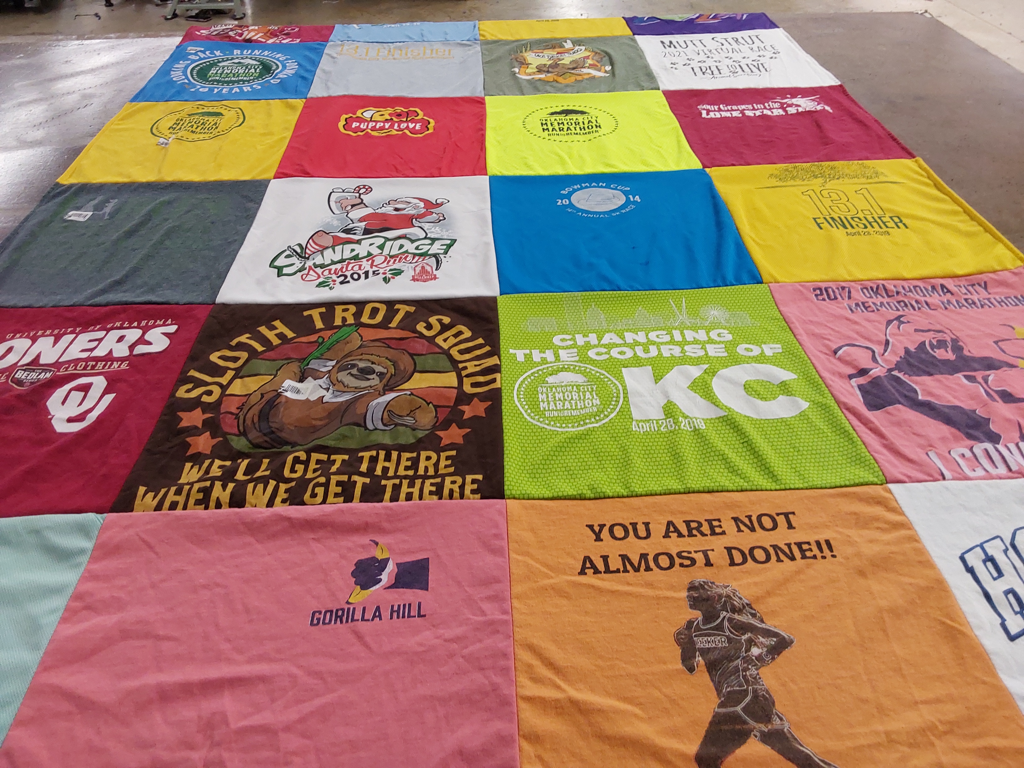 T-shirt quilt from university of oklahoma by Lynda from OK