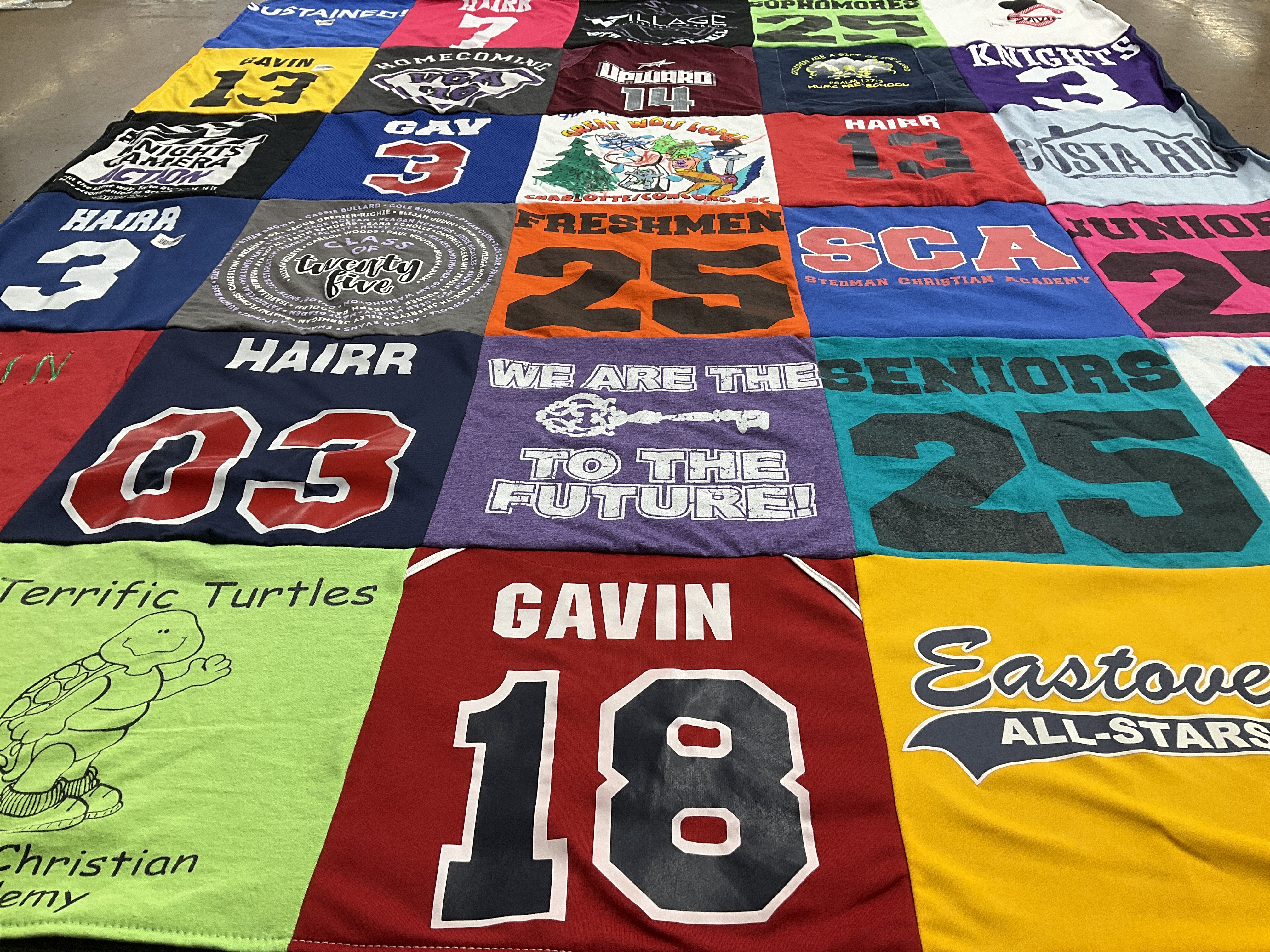 T-shirt quilt featuring eastover all-stars by Kevin from NC