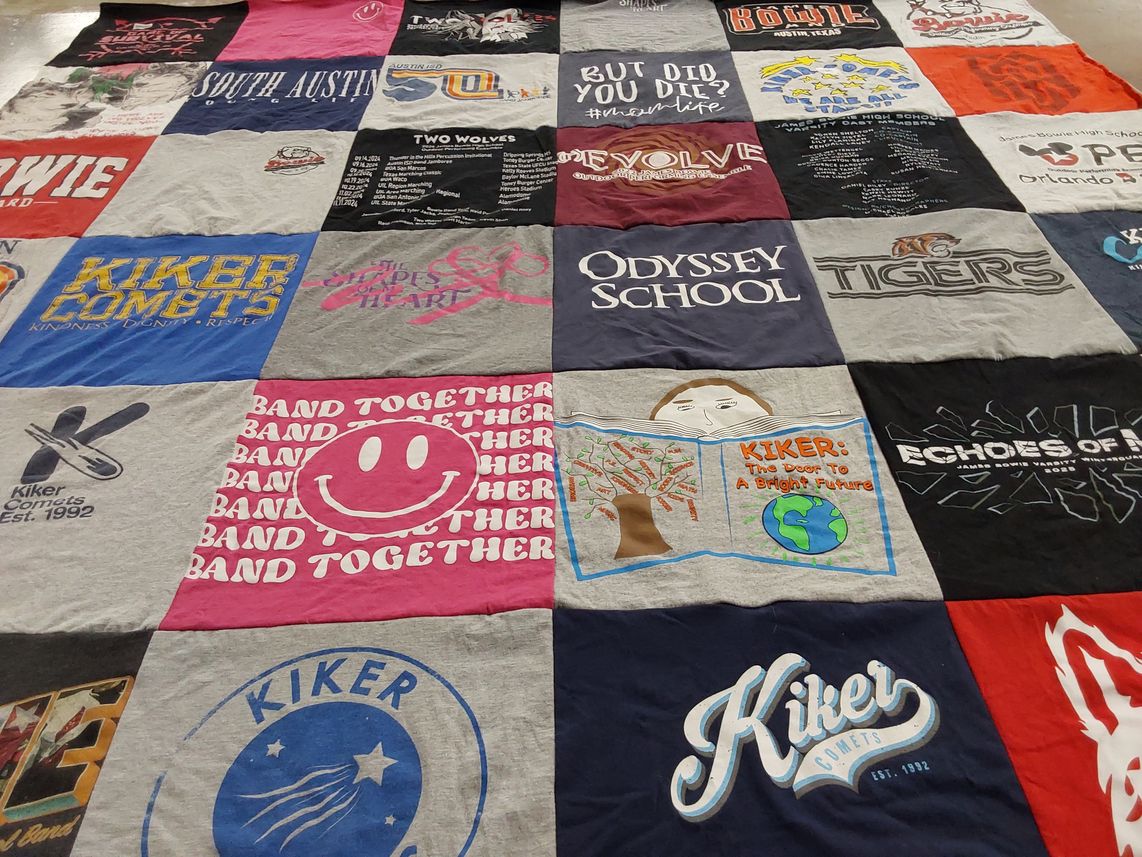 T-shirt quilt featuring kiker comets by Katy from TX