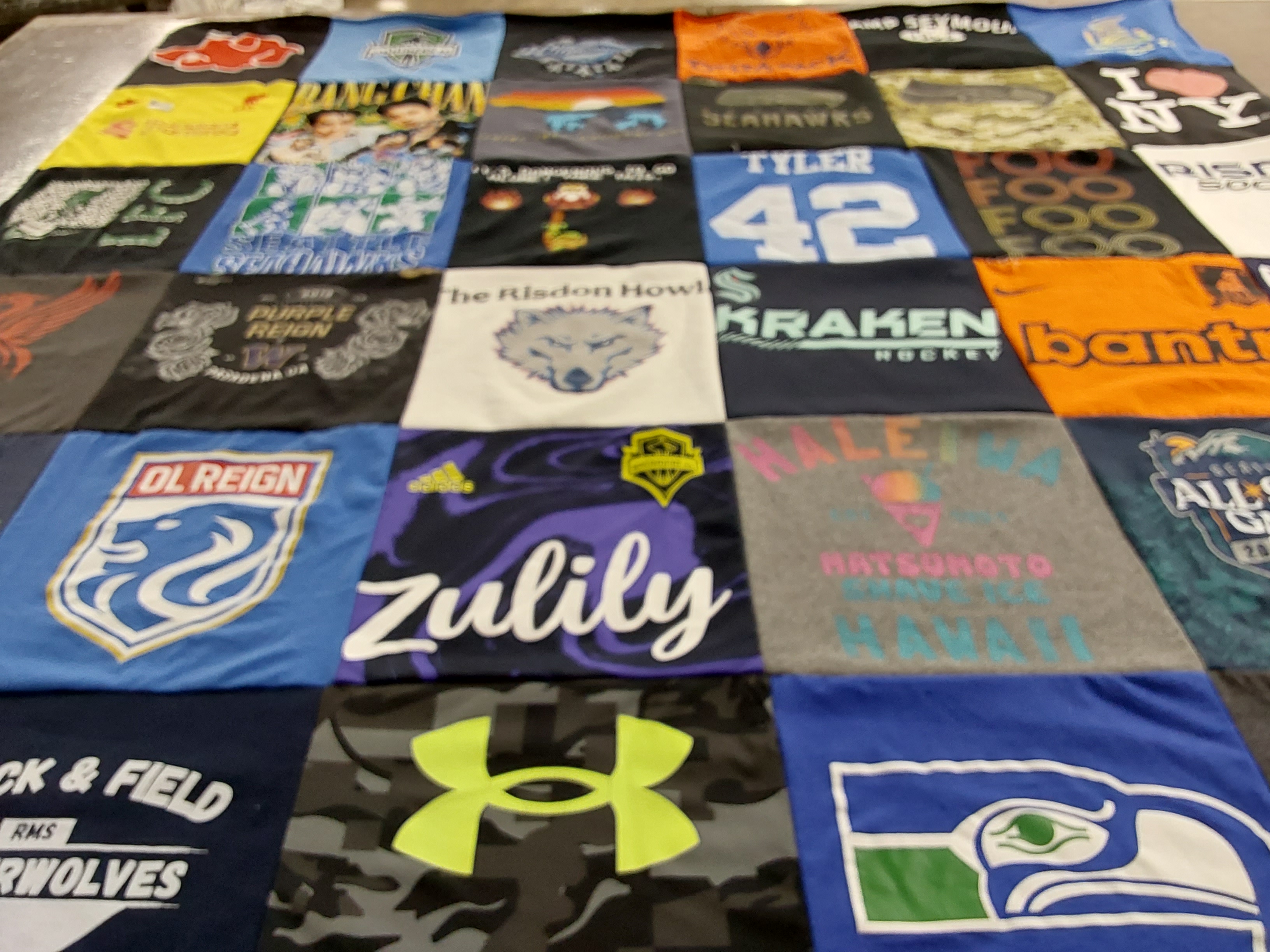 T-shirt quilt featuring seattle seahawks, ol reign by Donelle from WA