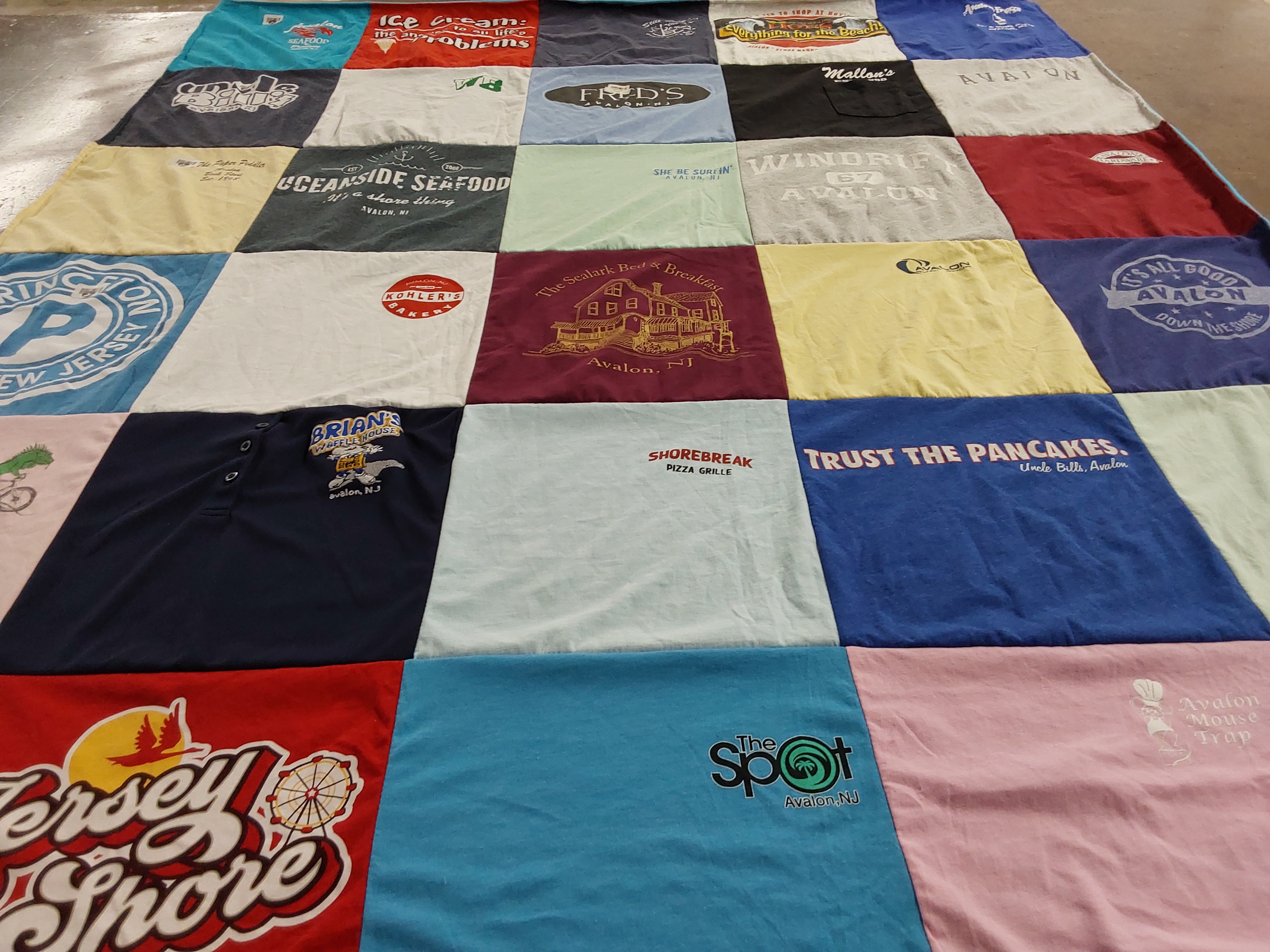 T-shirt quilt with beach, ocean themes by Emily from PA