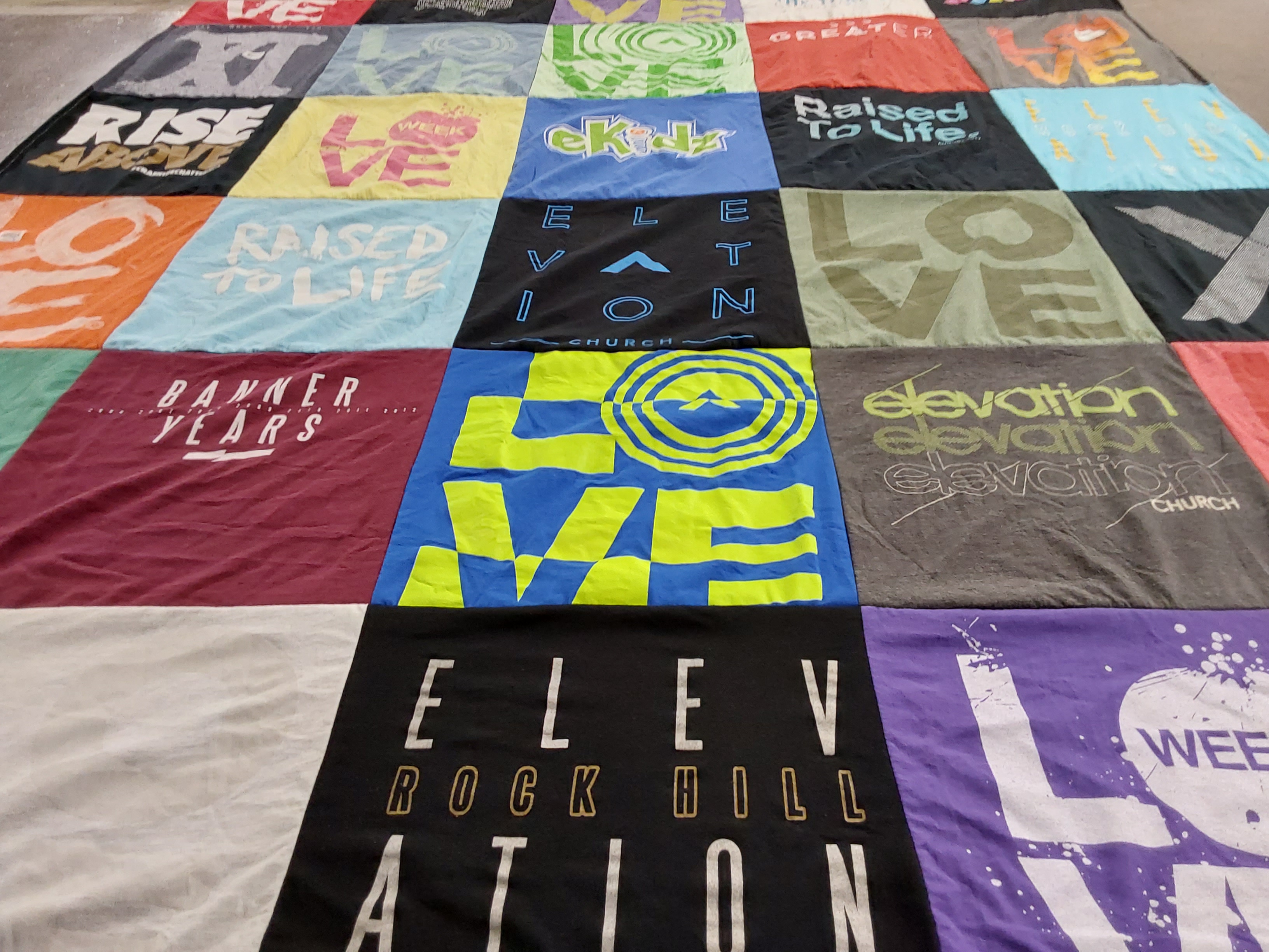 T-shirt quilt with religion, faith themes by Matthew from SC