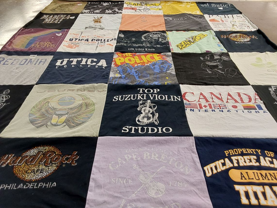 T-shirt quilt from utica college by Tina from NY