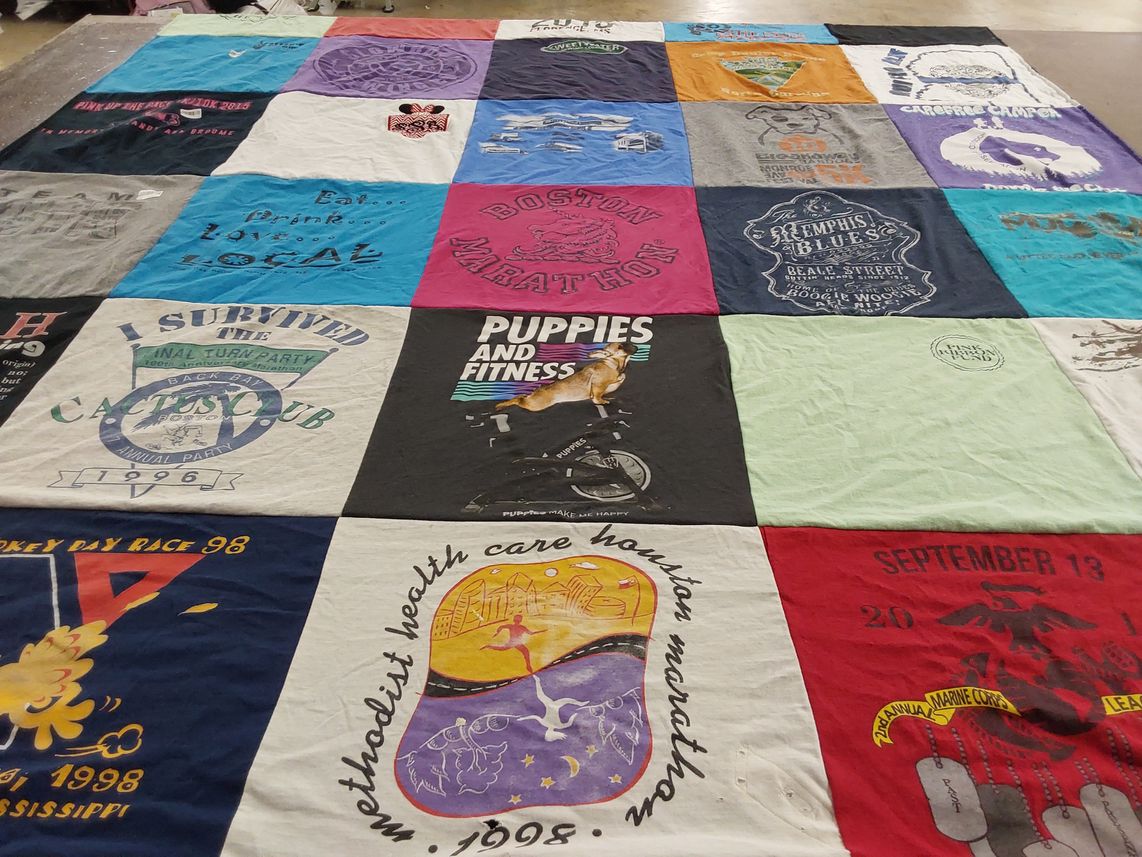 T-shirt quilt with fitness, running themes by Sunshine  from MS