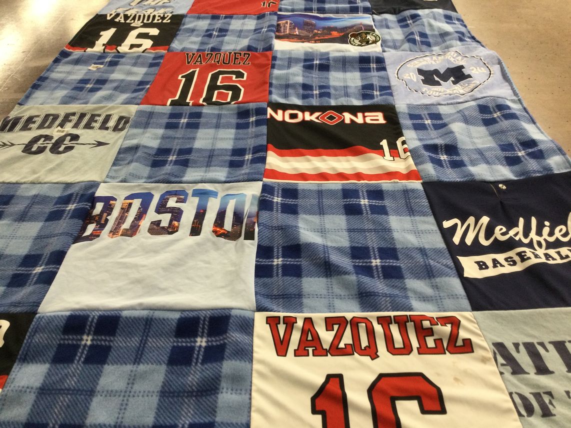 T-shirt quilt from medfield high school by Karen from MA