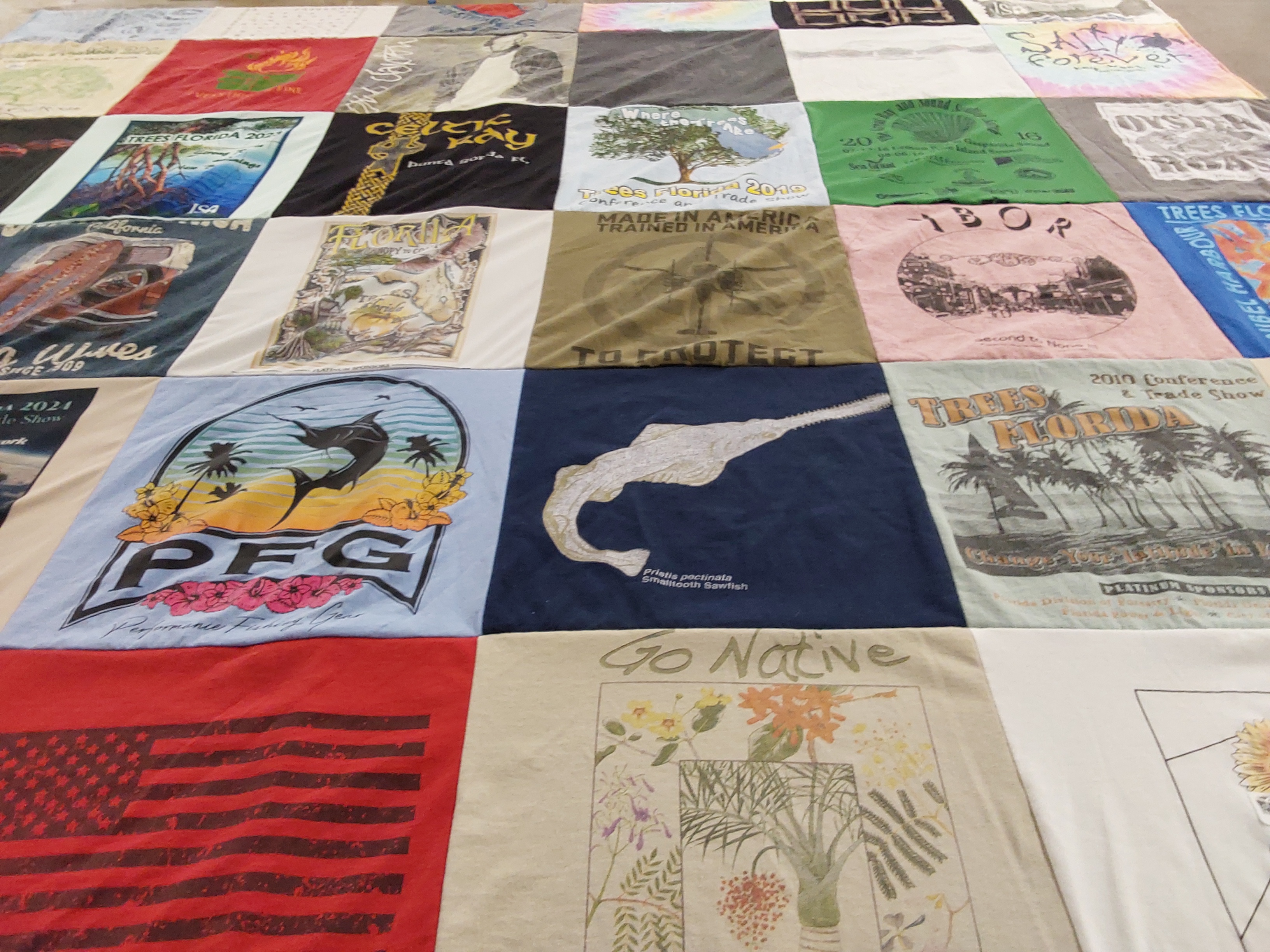 T-shirt quilt with environmental conservation, florida wildlife themes by Cheryy from FL
