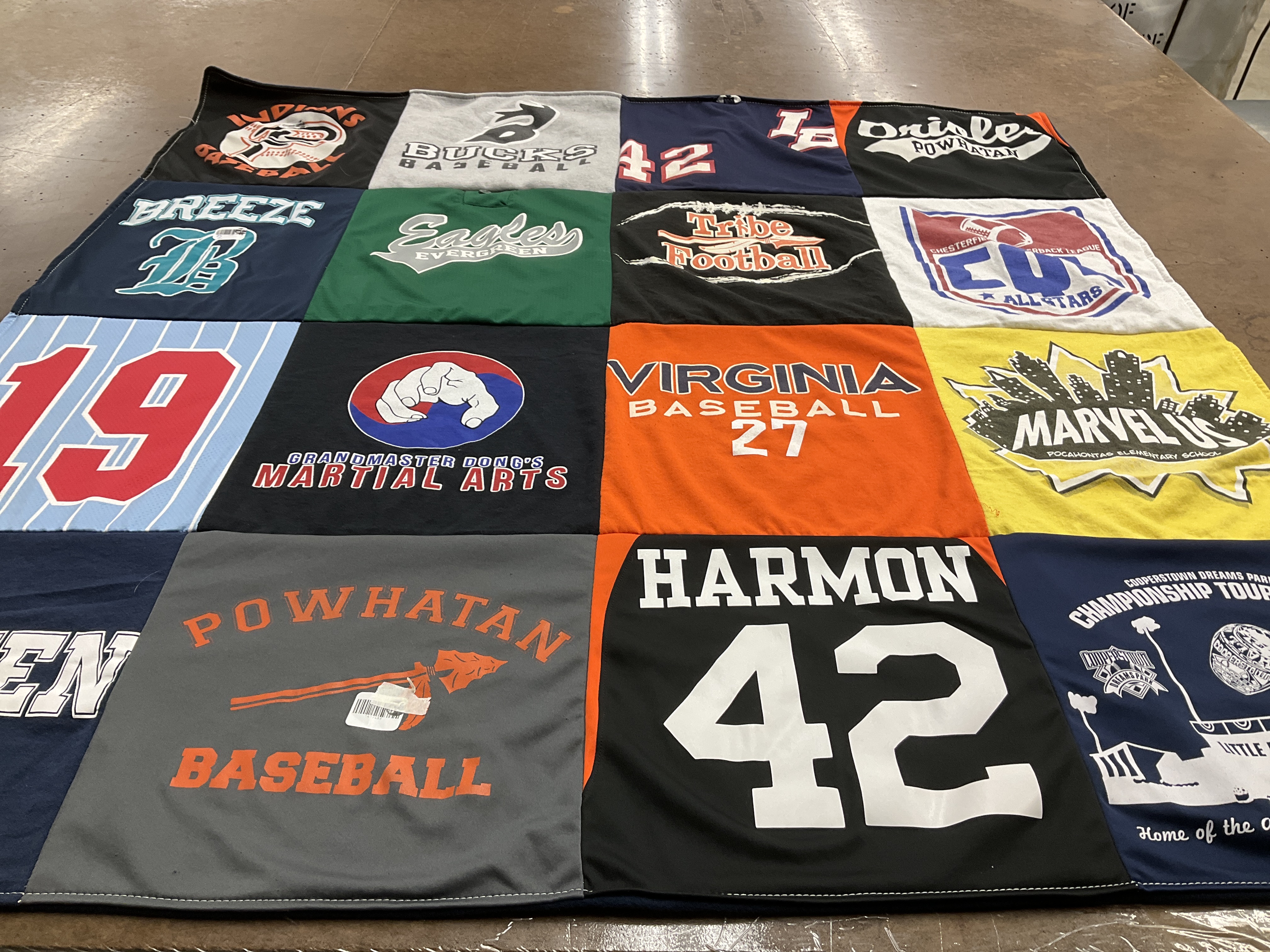 T-shirt quilt with sports, martial arts themes by Tara from VA