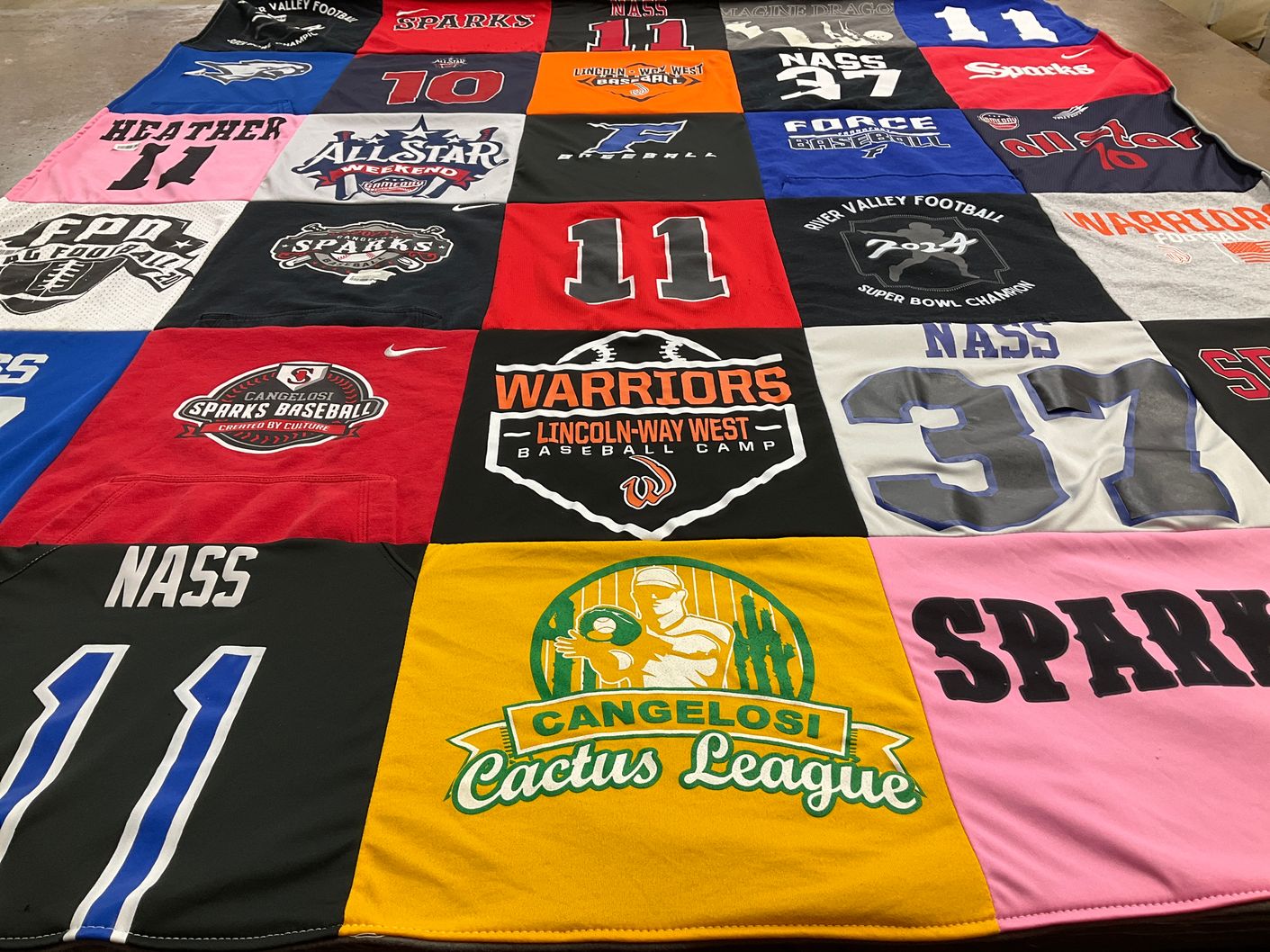 T-shirt quilt featuring sparks by Heather from IL