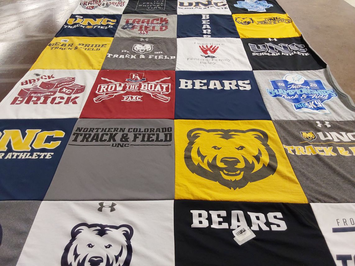 T-shirt quilt featuring northern colorado bears by Isaiah from CO