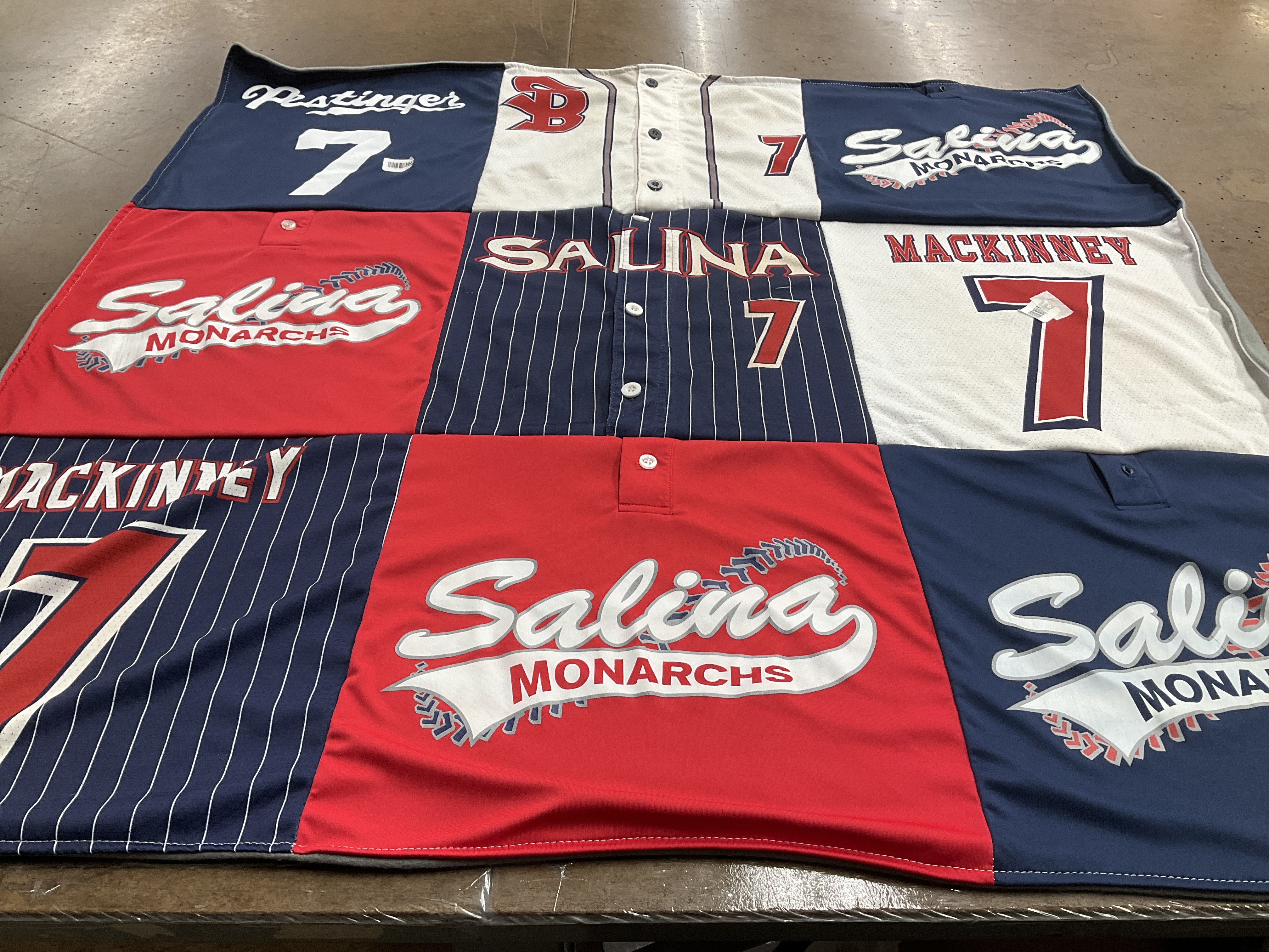 T-shirt quilt featuring salina monarchs by Kim from KS