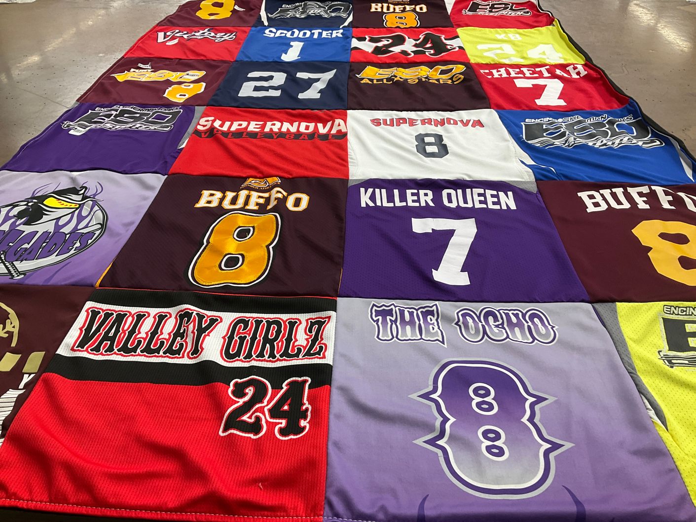 T-shirt quilt with volleyball, sports themes by Daniel from CA