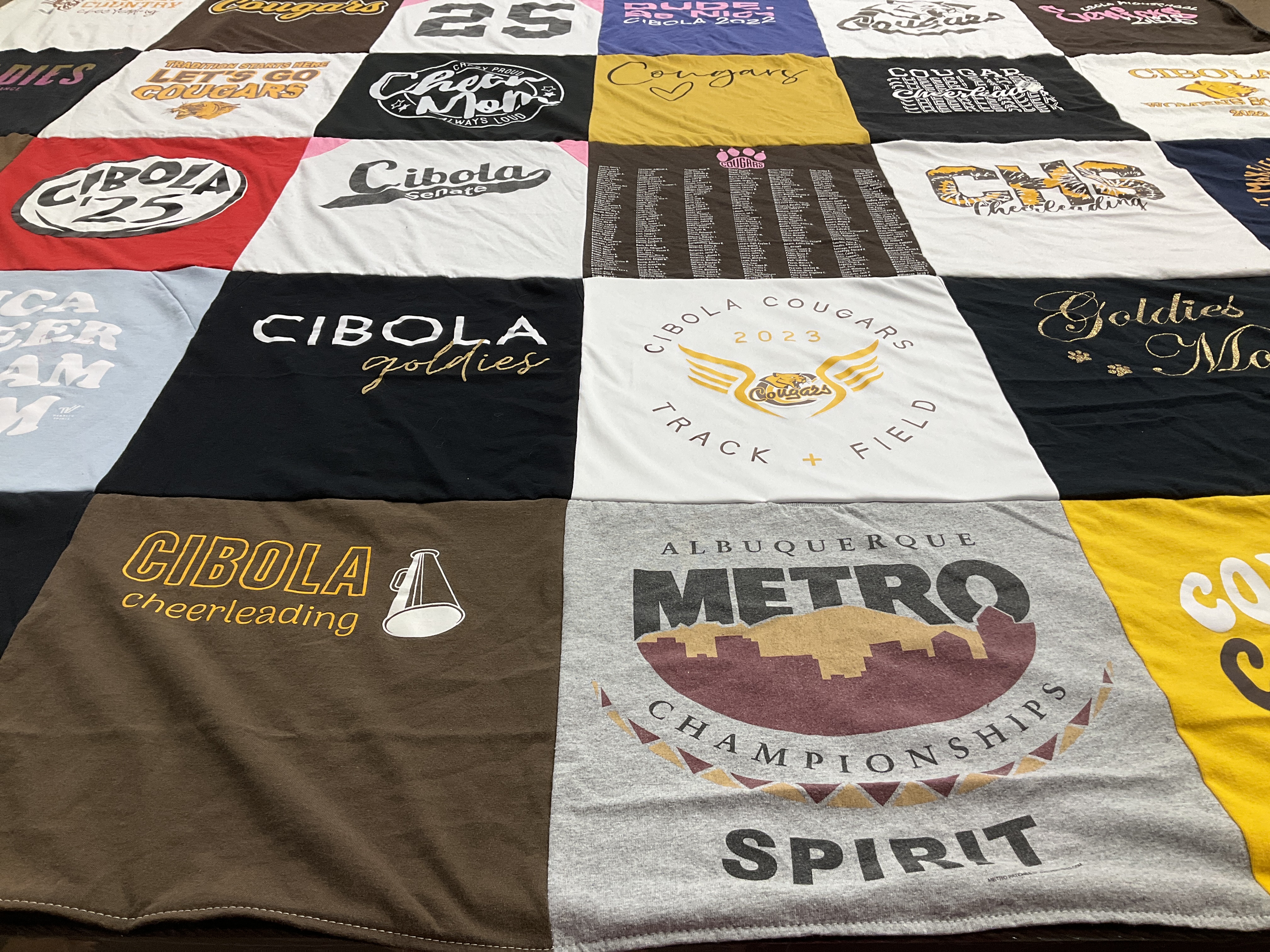 T-shirt quilt featuring cibola cougars by Cathy from NM
