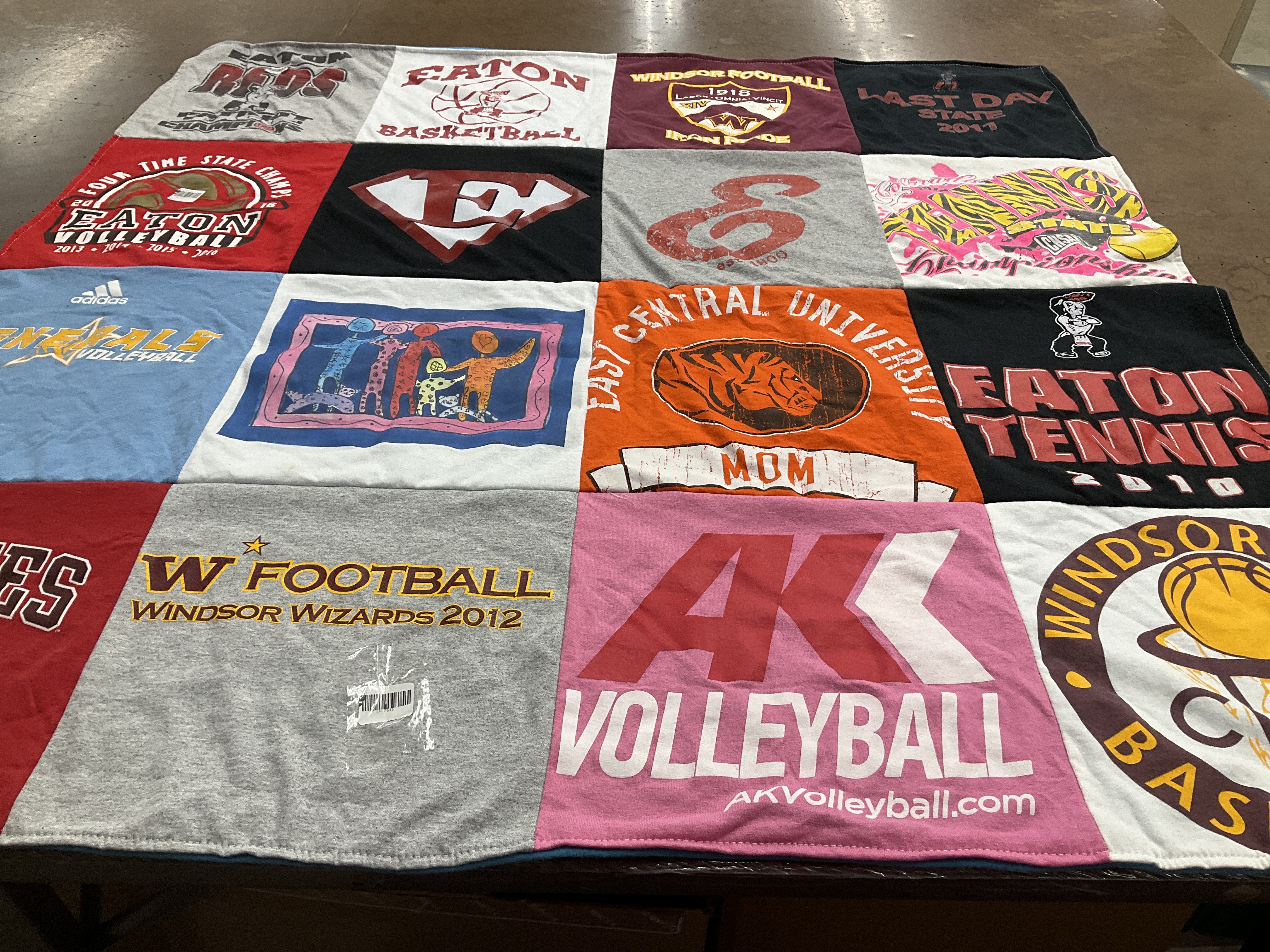 T-shirt quilt featuring eaton basketball team, eaton football team by Janet from CO