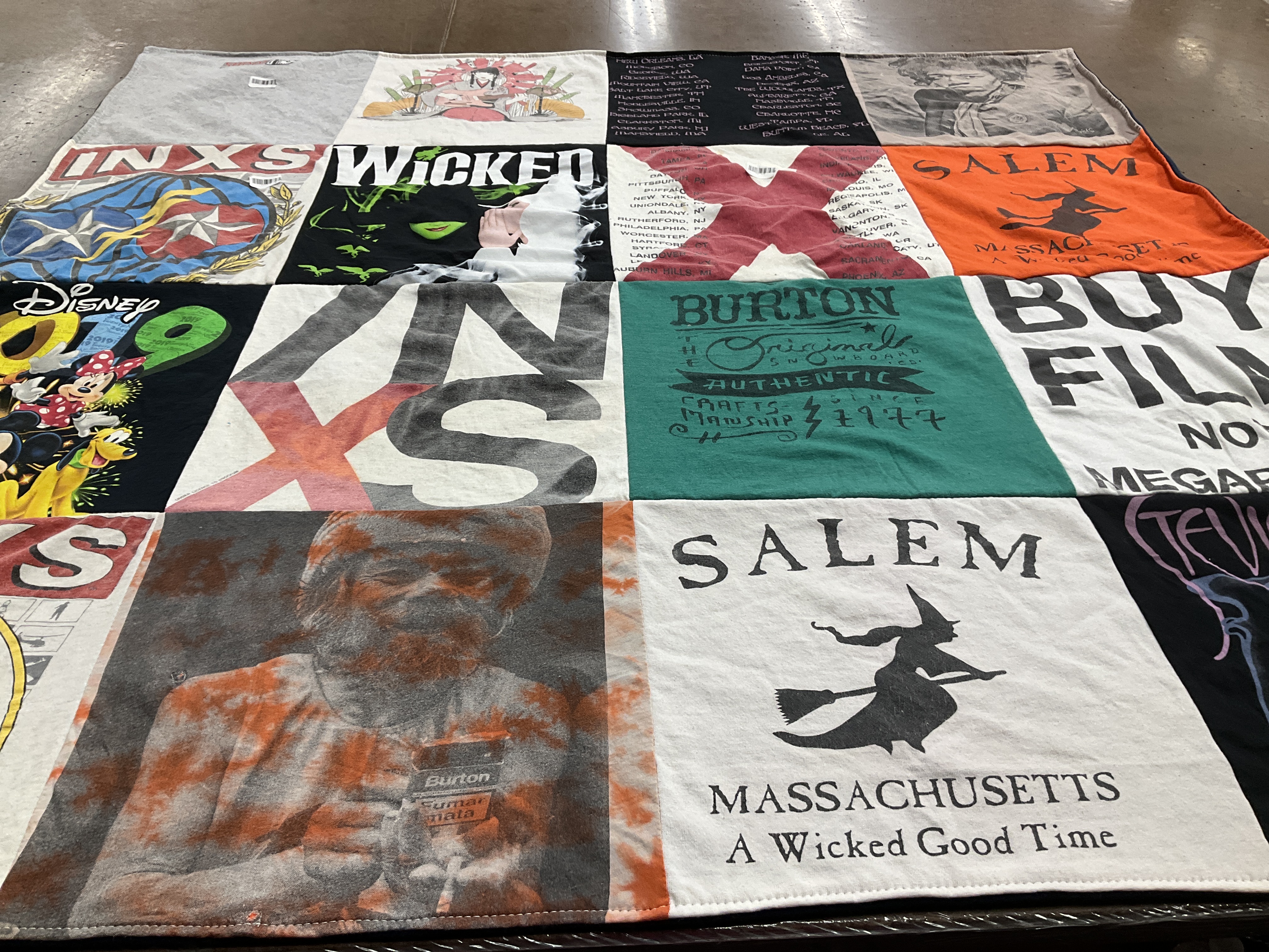 T-shirt quilt with musicals, winter sports themes by Petrr from RI