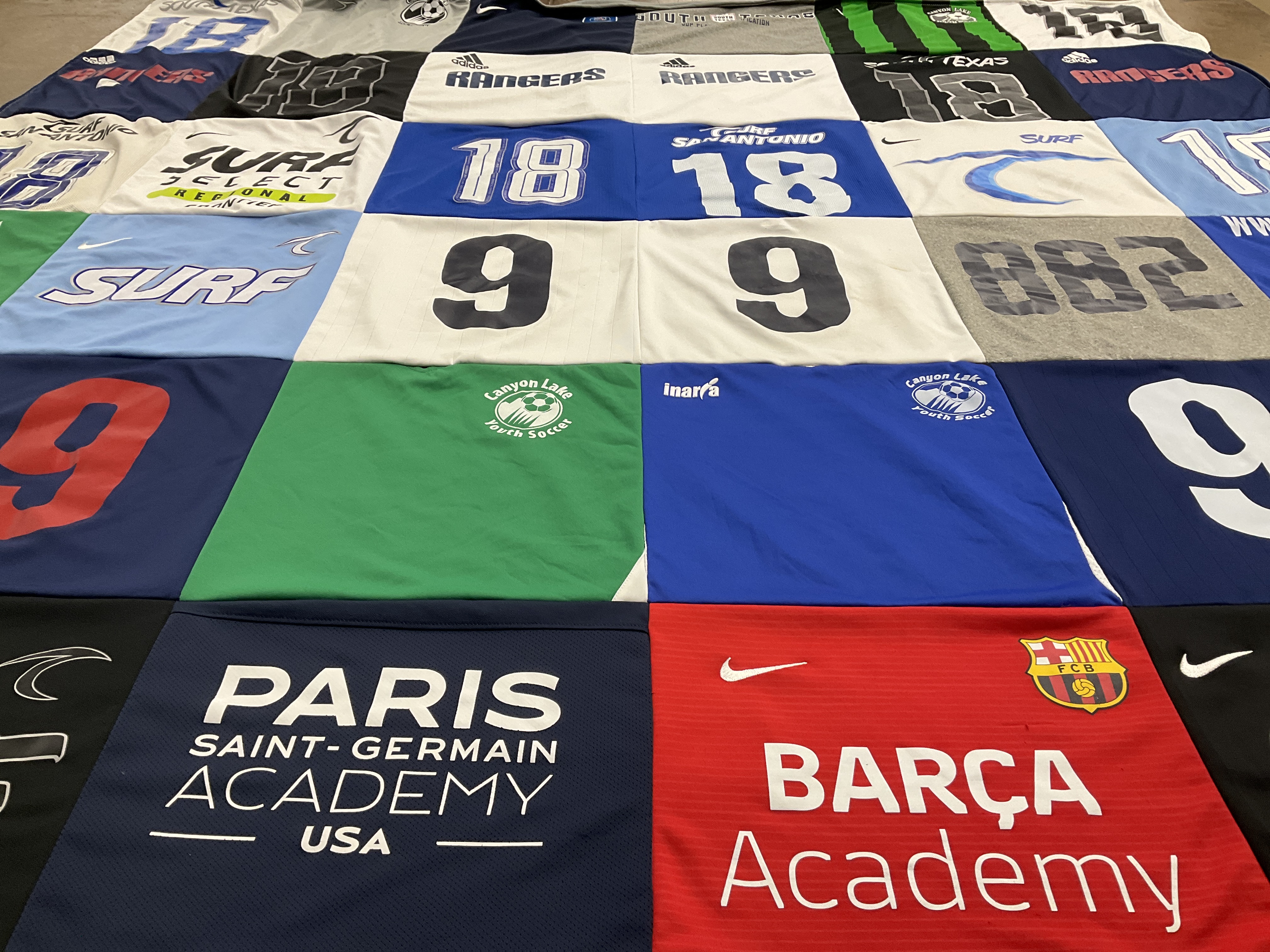 T-shirt quilt with soccer, sports themes by Tara from TX
