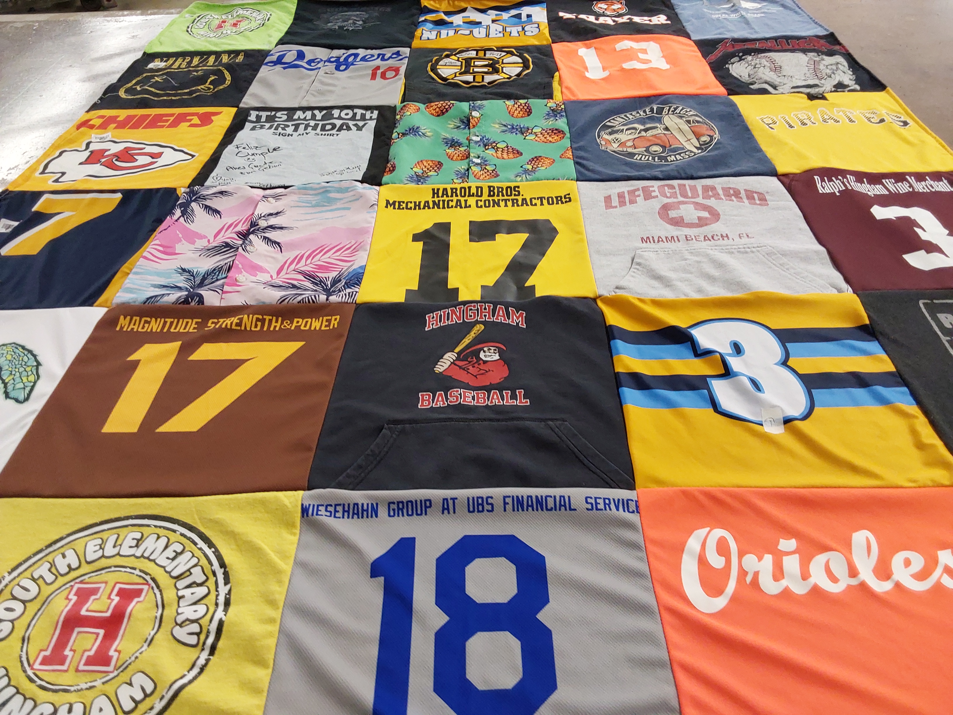 T-shirt quilt featuring hinsdale baseball, kansas city chiefs by Danielle from MA