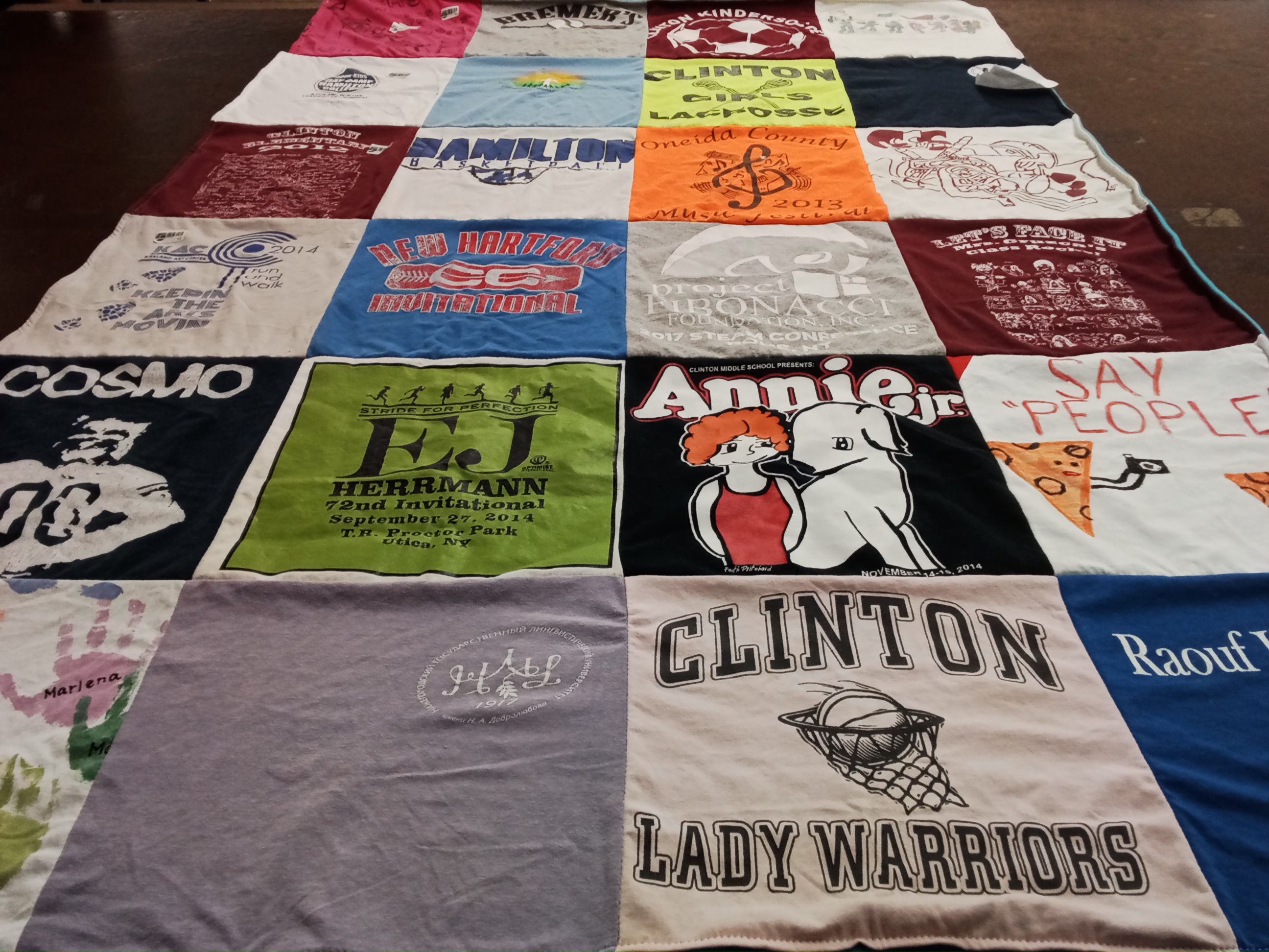 T-shirt quilt featuring clinton lady warriors by Sharon from NY