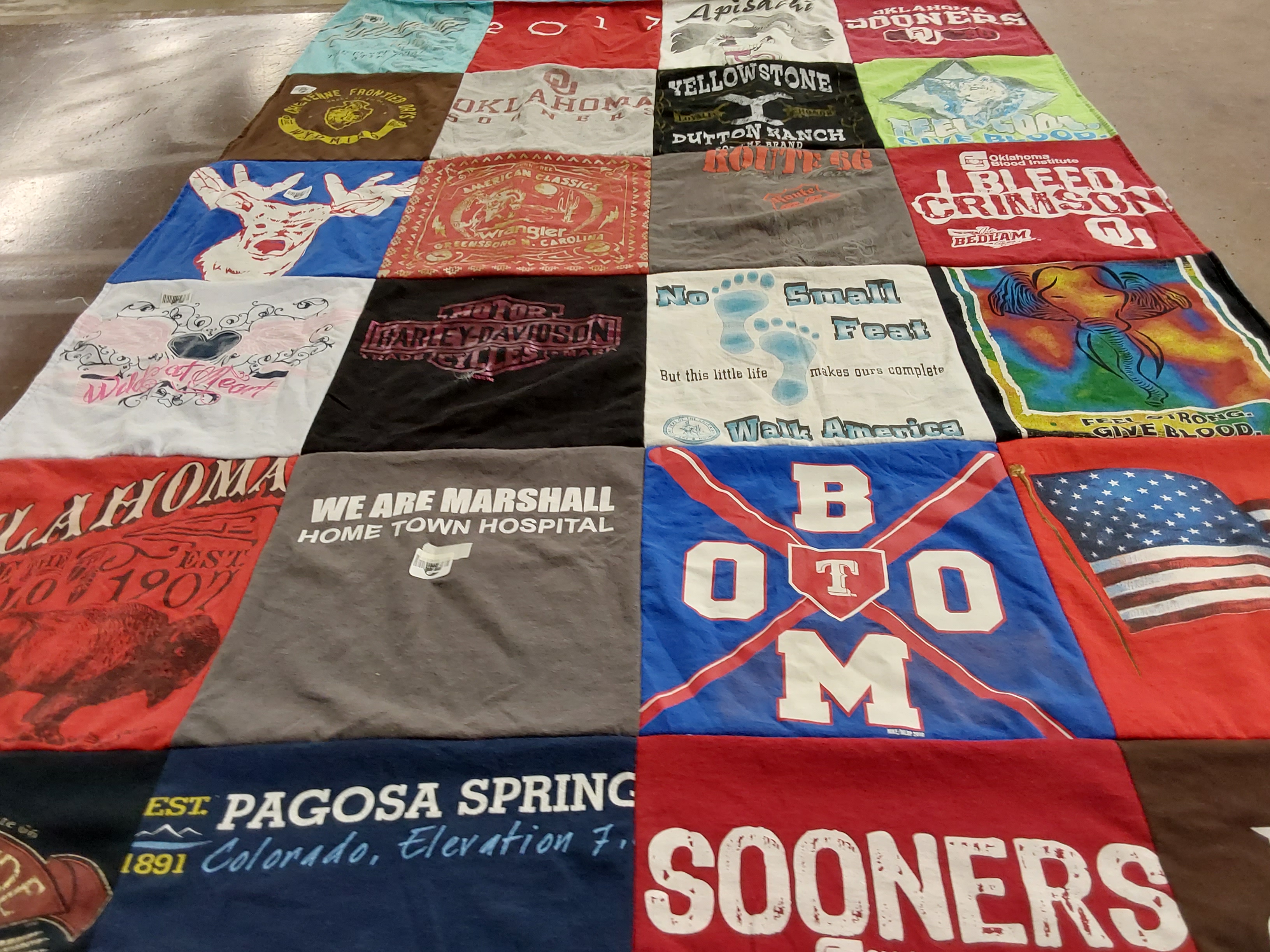 T-shirt quilt featuring oklahoma sooners by Charlene from CO