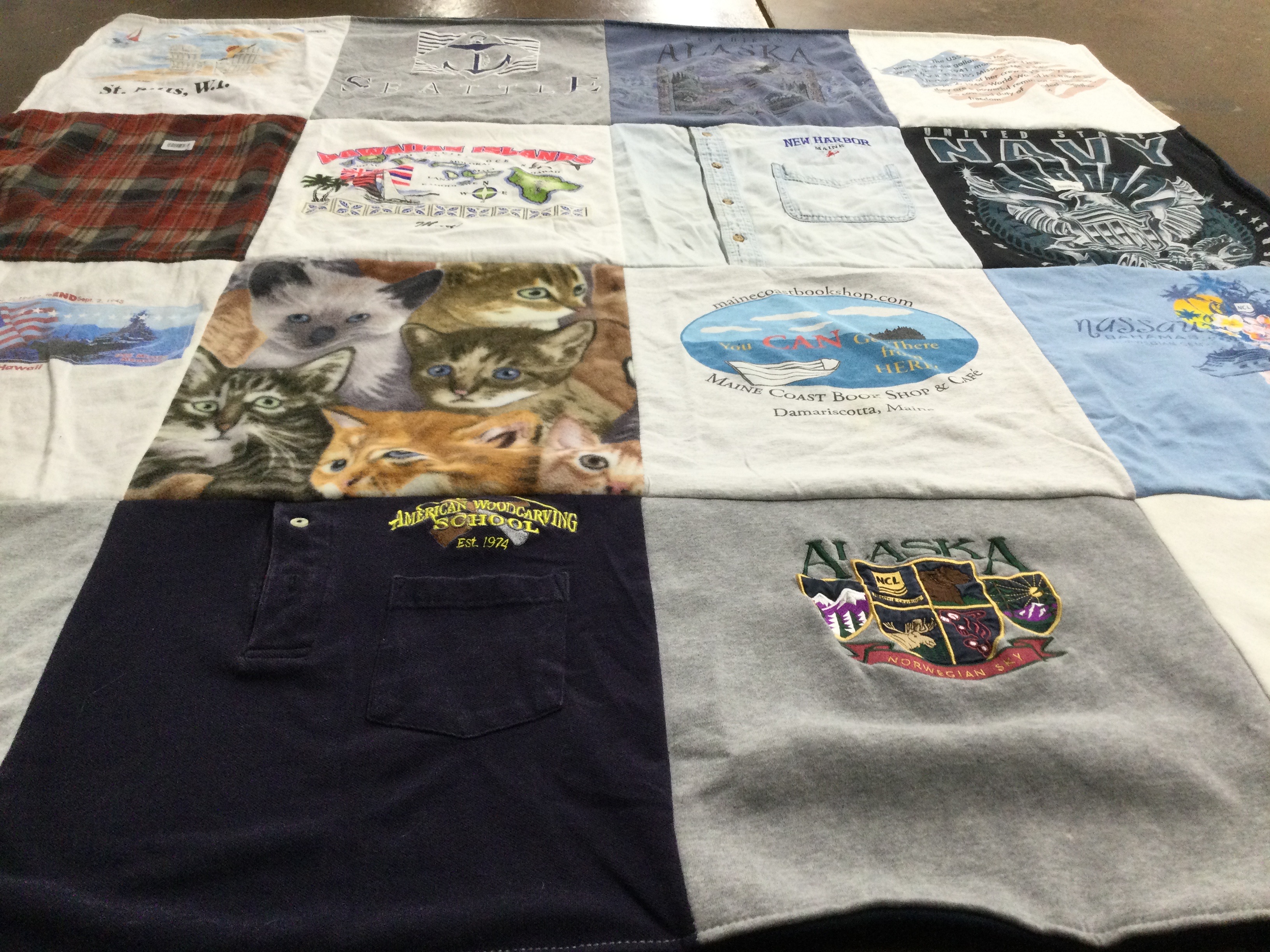 T-shirt quilt from american woodcarving school by Kristen from MA