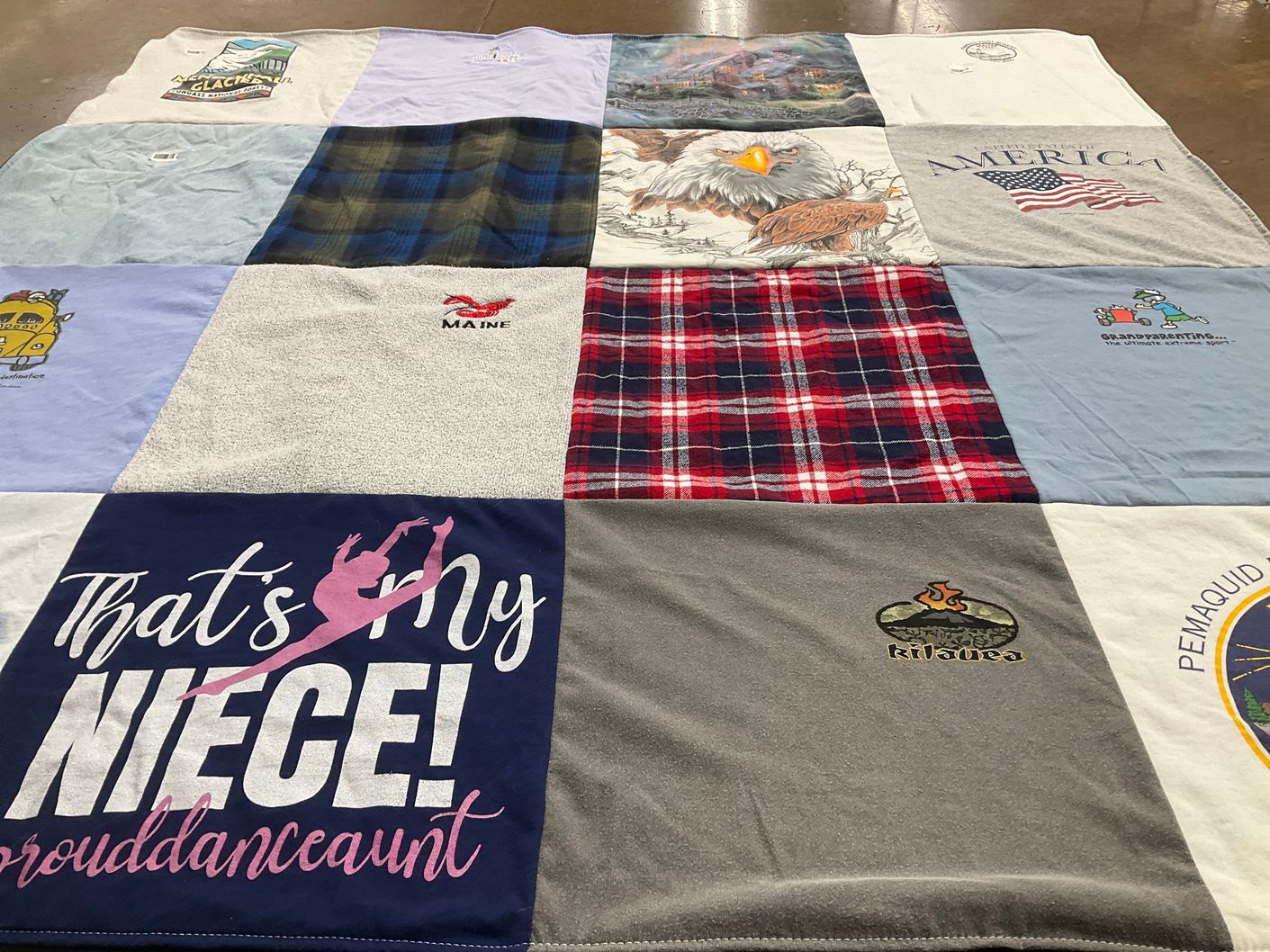 T-shirt quilt with dancing, family themes by Kristen from MA