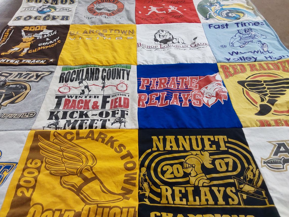 T-shirt quilt featuring rockland county track and field, clarkstown vikings by Mary from NY