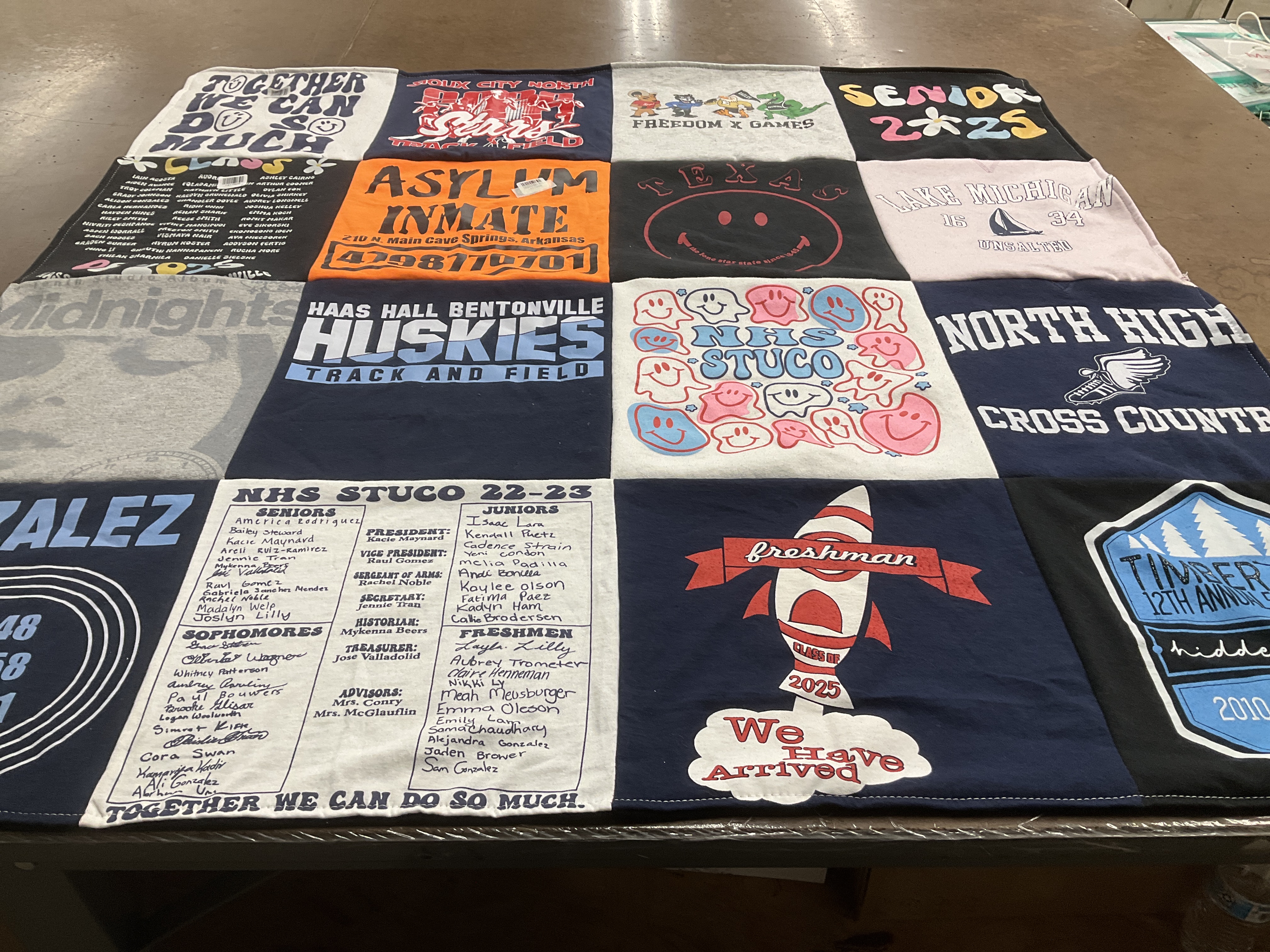 T-shirt quilt featuring huskies track and field, north high cross country by Alison from AR