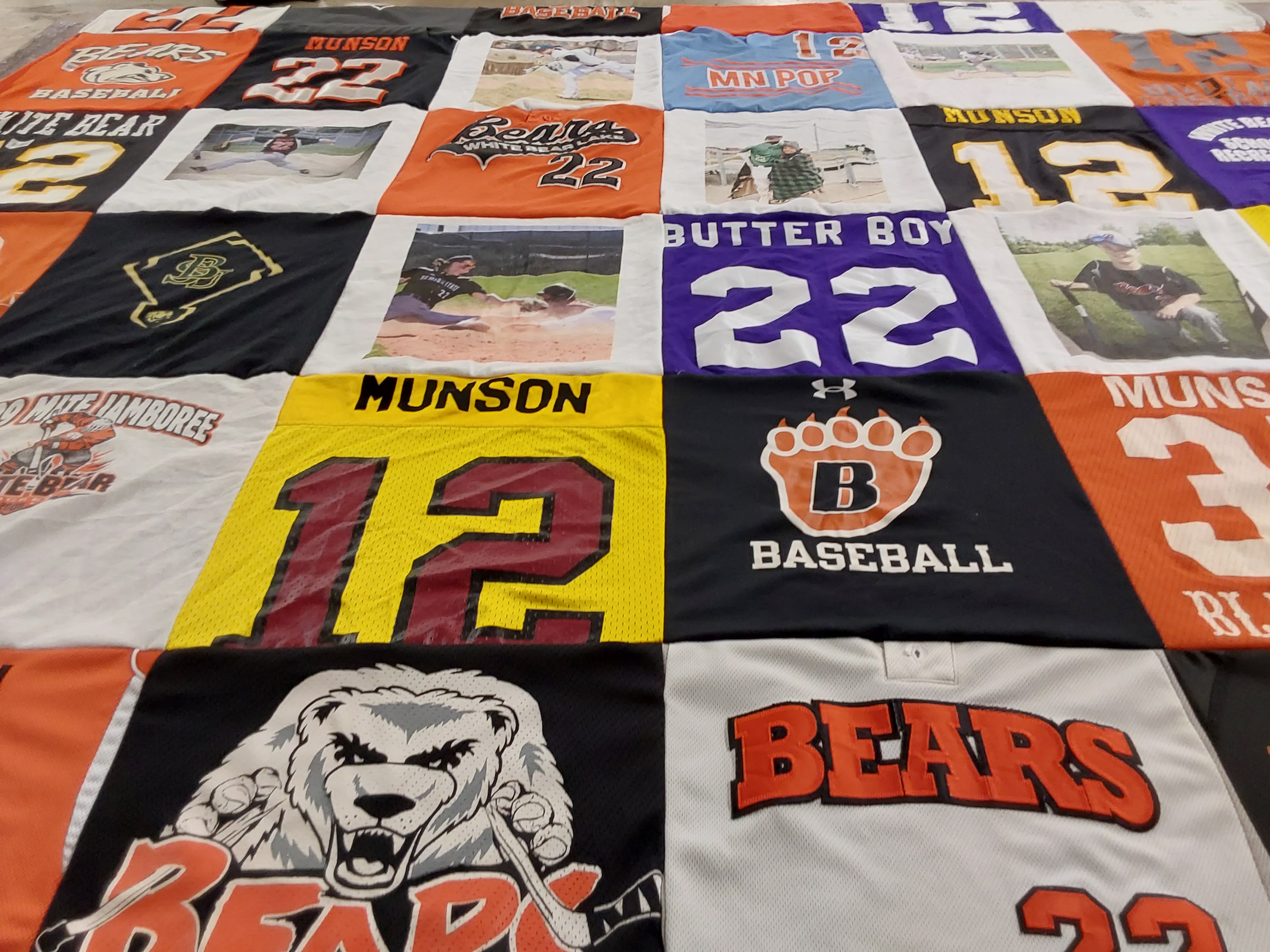 T-shirt quilt featuring bears baseball by Kari from MN