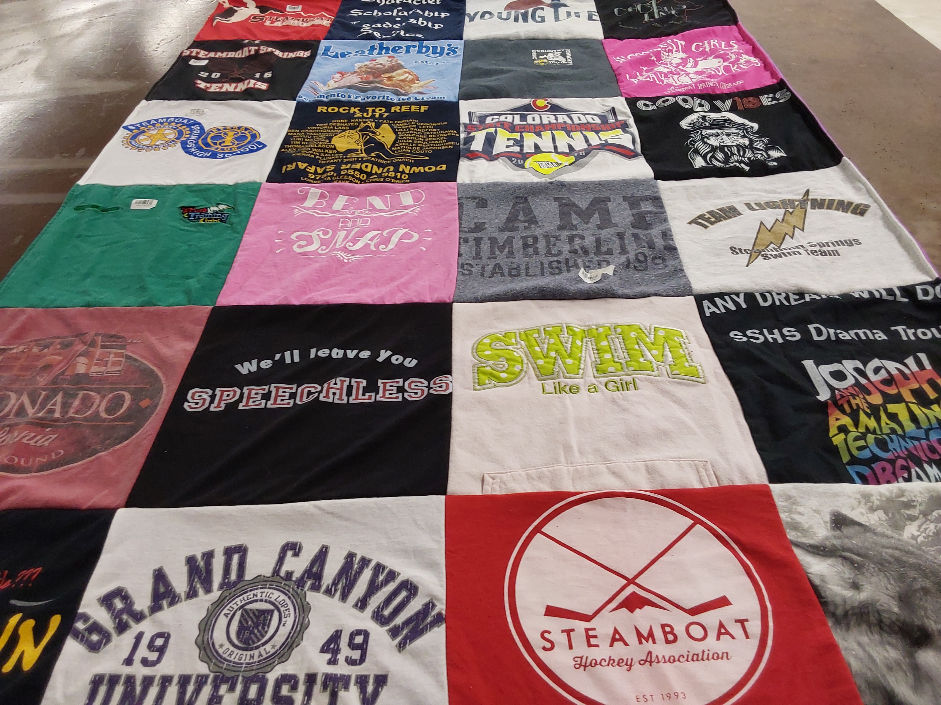 T-shirt quilt featuring steamboat springs high school, timberline by Heidi from CO