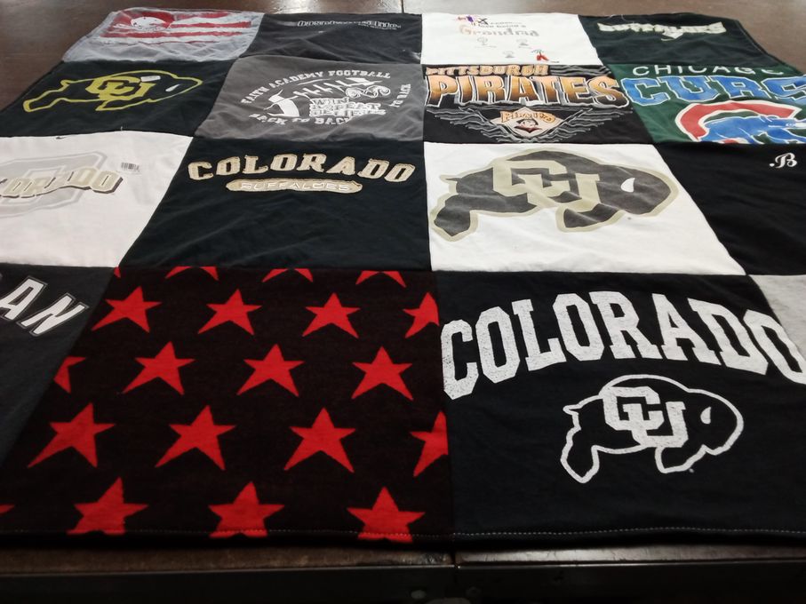 T-shirt quilt featuring university of colorado buffaloes, pittsburgh pirates by Nick from CO