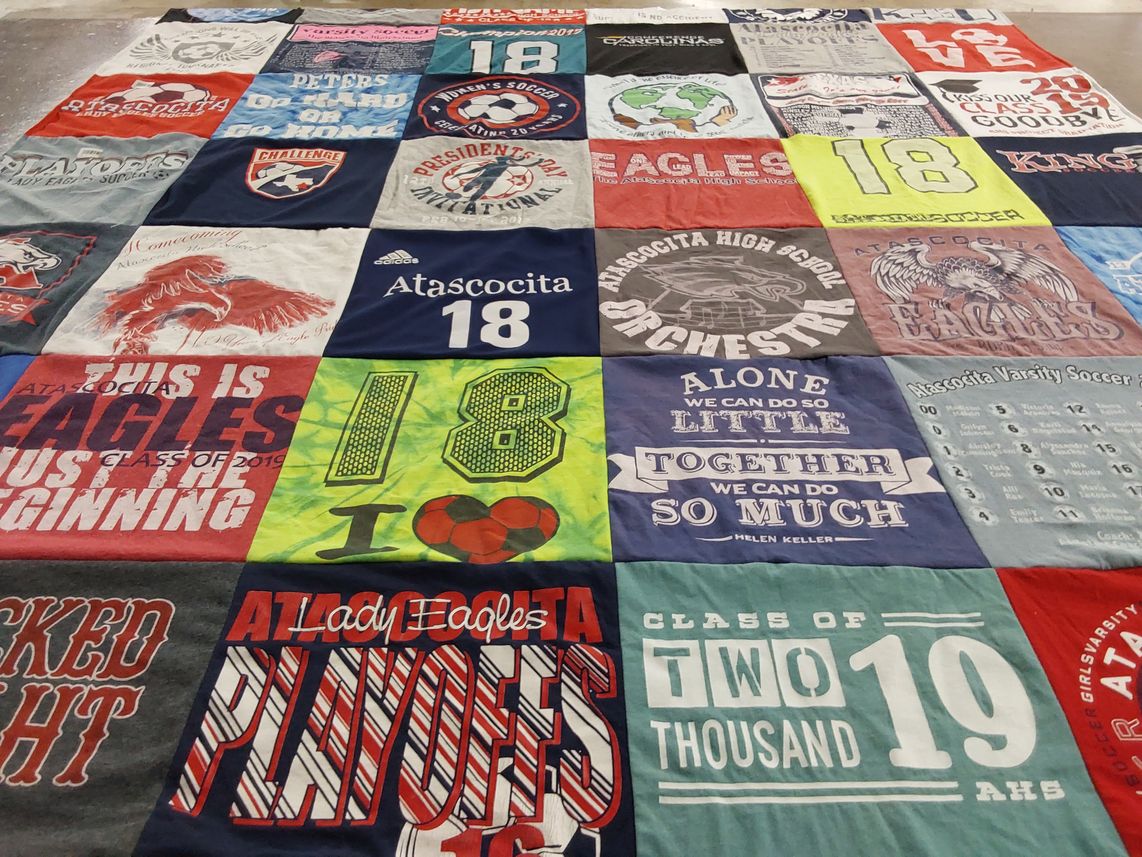T-shirt quilt featuring atascocita varsity soccer by Kate from TX
