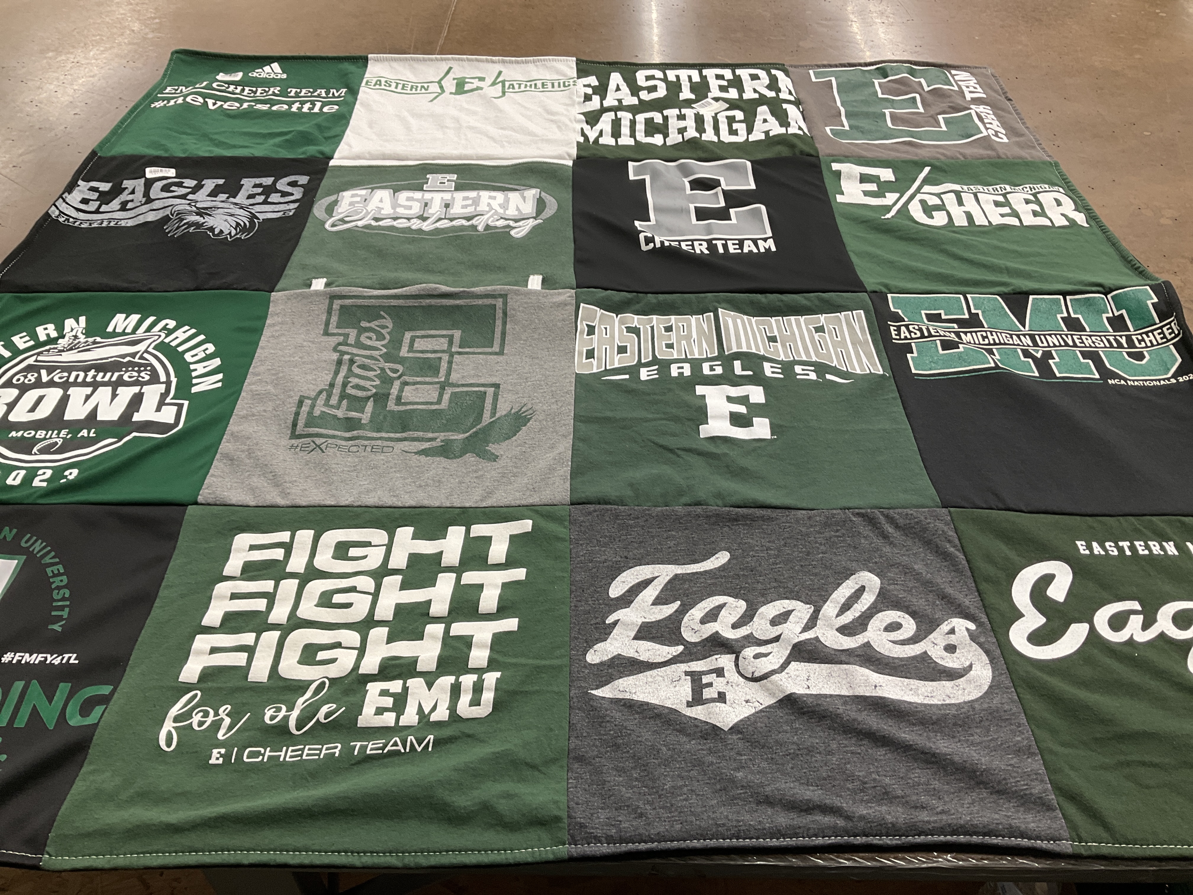 T-shirt quilt featuring eastern michigan university eagles by Brooke from MI