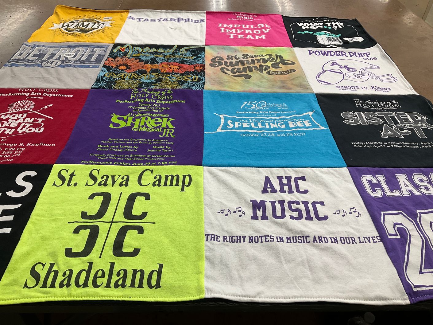 T-shirt quilt from holy cross college by Anastasia from MN