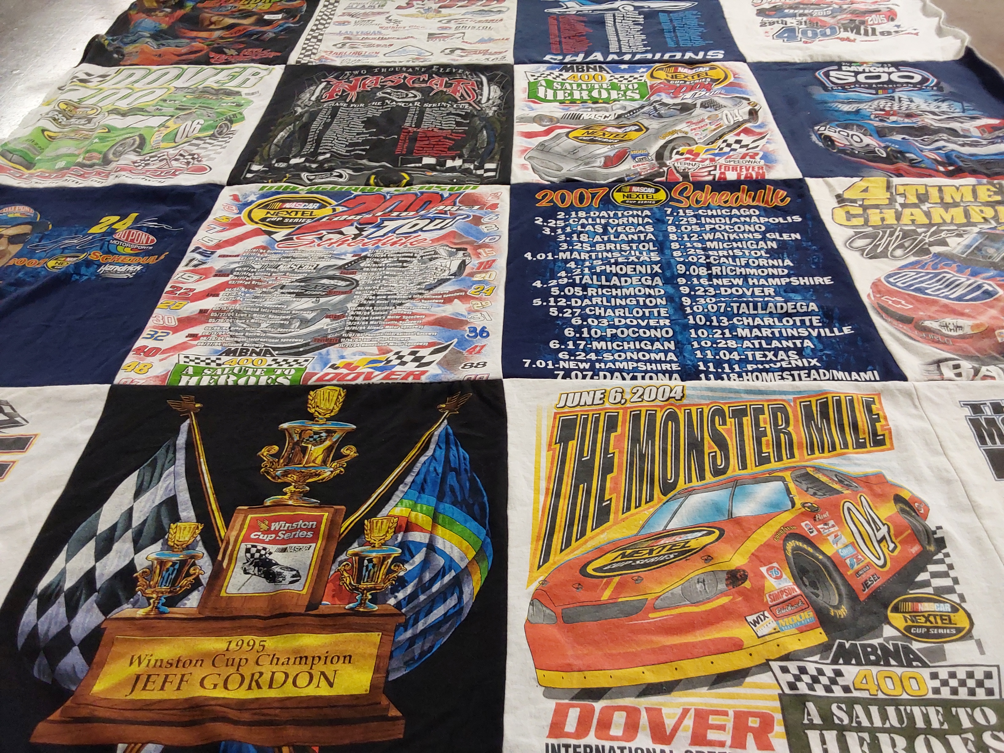 T-shirt quilt with nascar, racing themes by Diane from DE