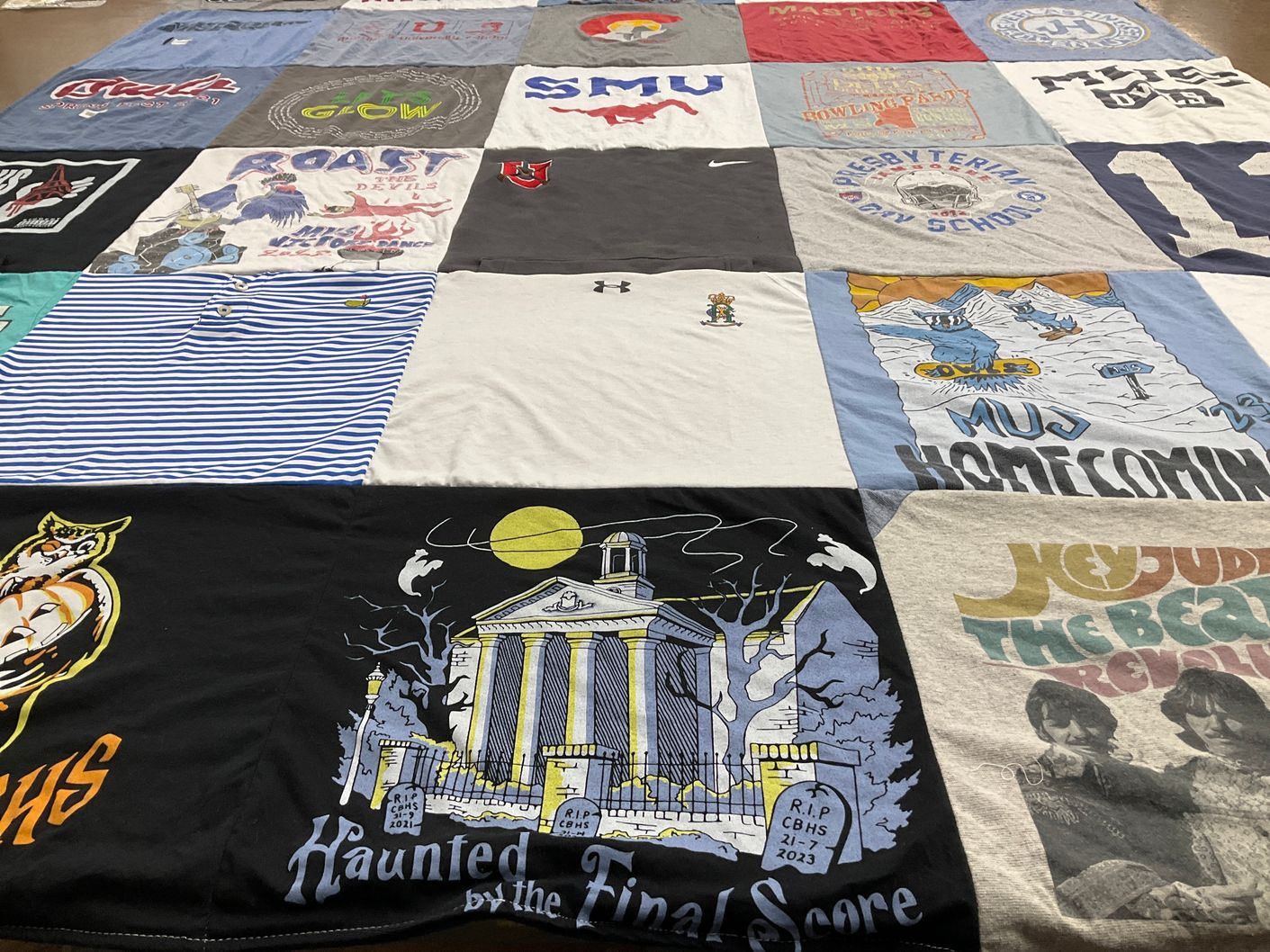 T-shirt quilt featuring middle school by Janie from TN