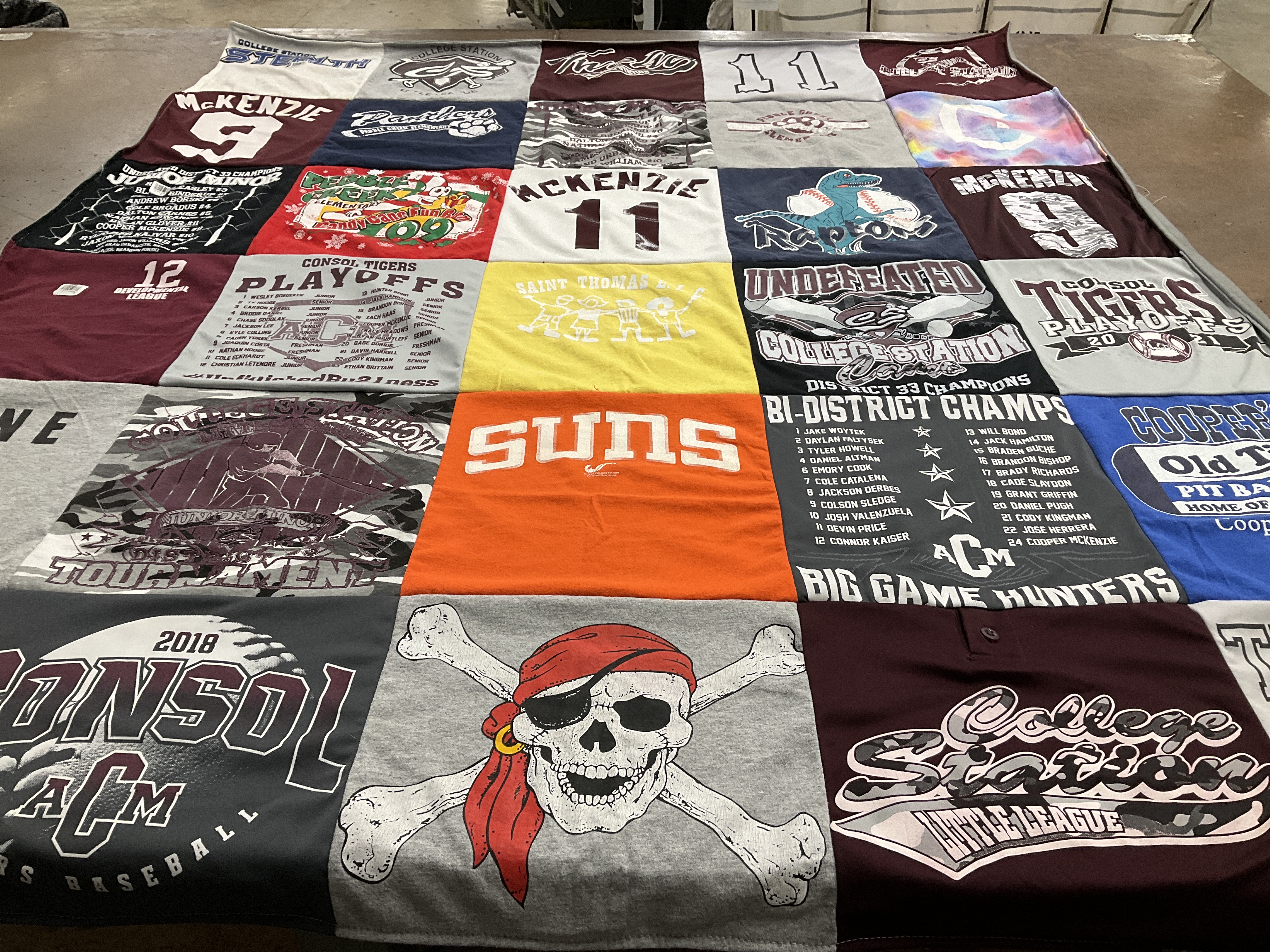 T-shirt quilt featuring consol tigers baseball, college station baseball by Jennifer from TX