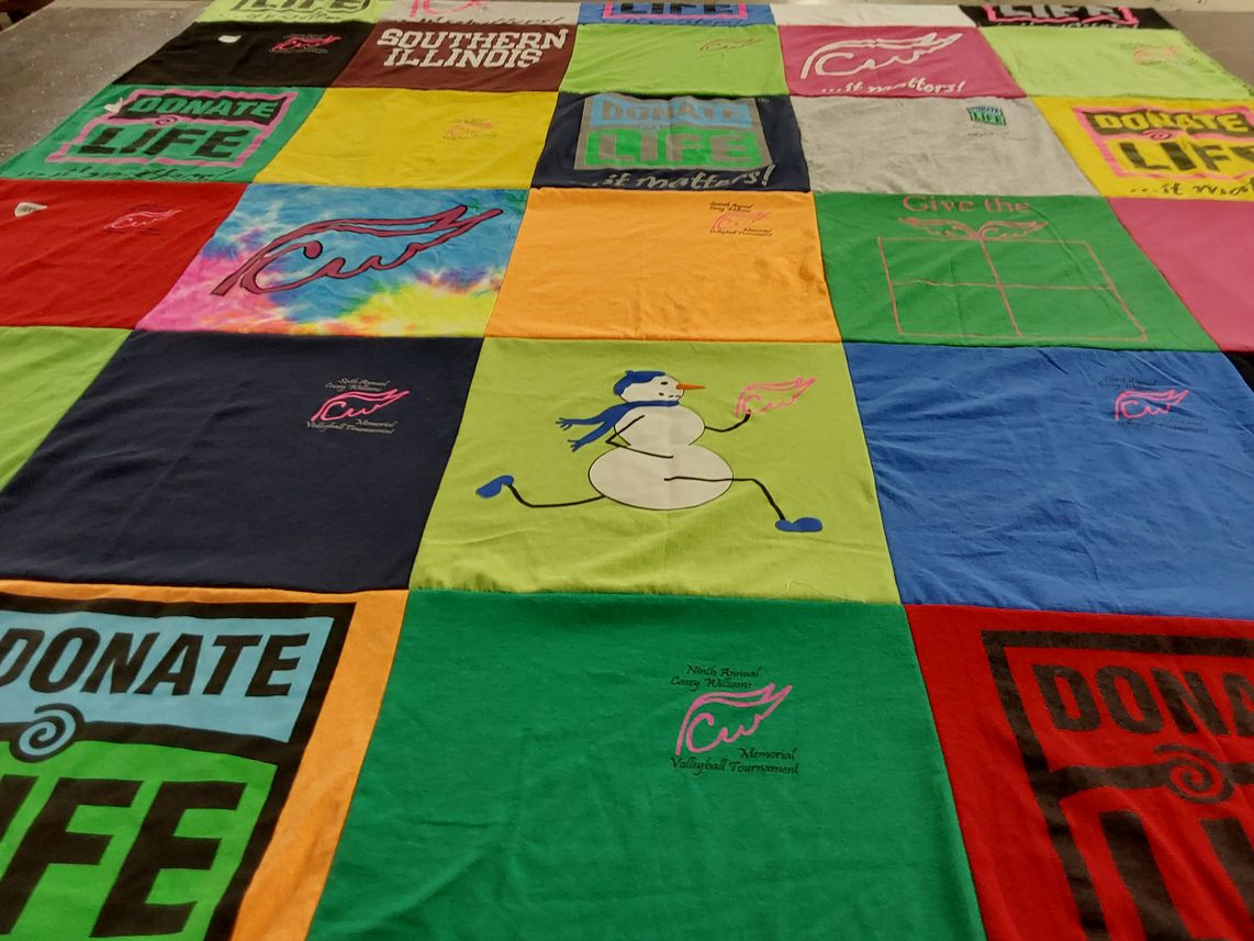 T-shirt quilt from southern illinois university by Chelbi from IN