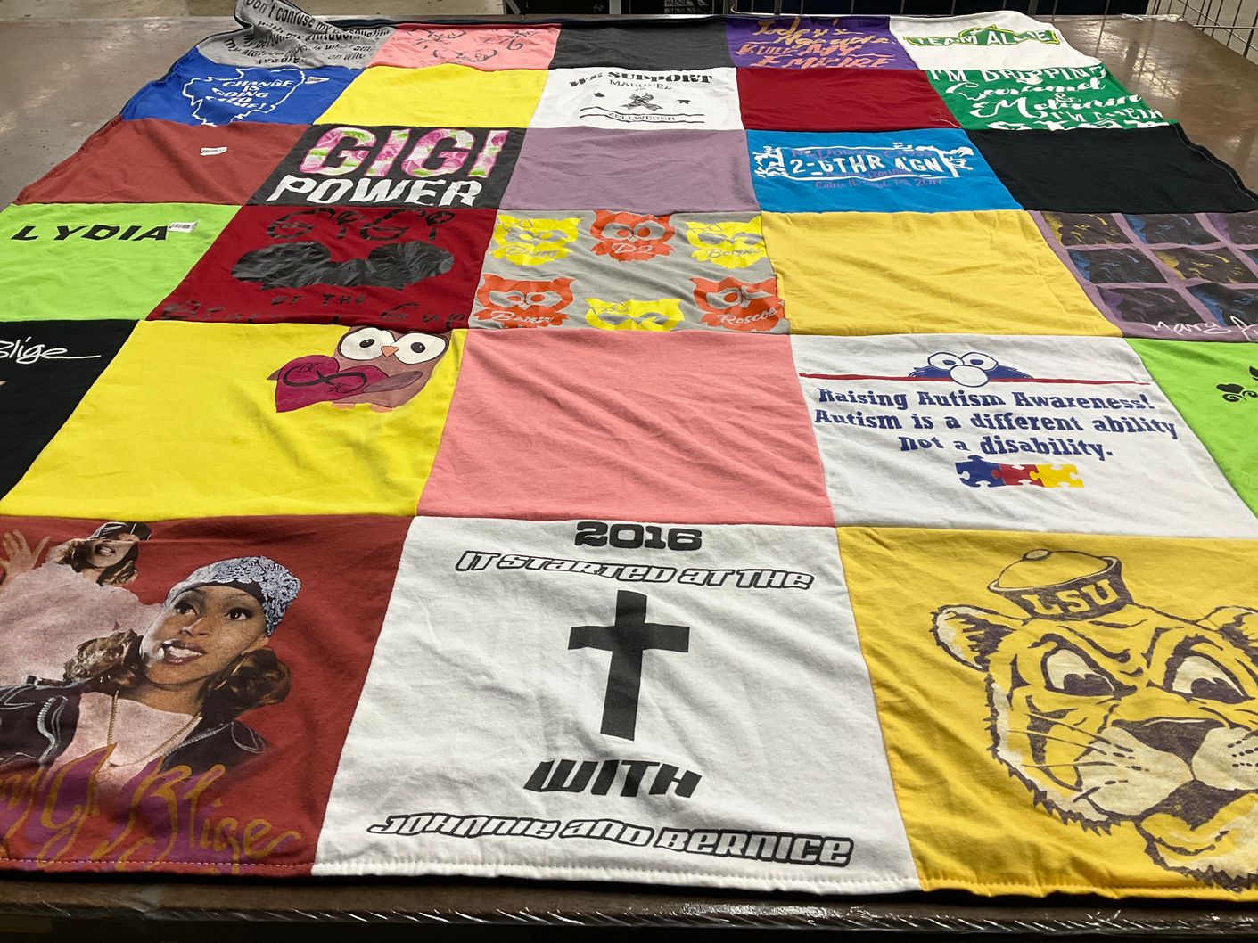 T-shirt quilt from louisiana state university by Lydia from IL