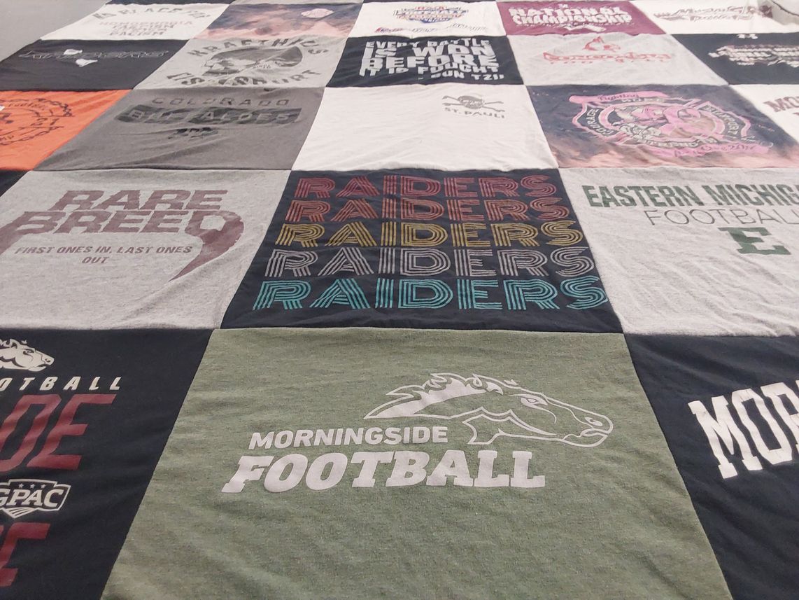 T-shirt quilt featuring morningside football, eastern michigan football by Marcie from MI