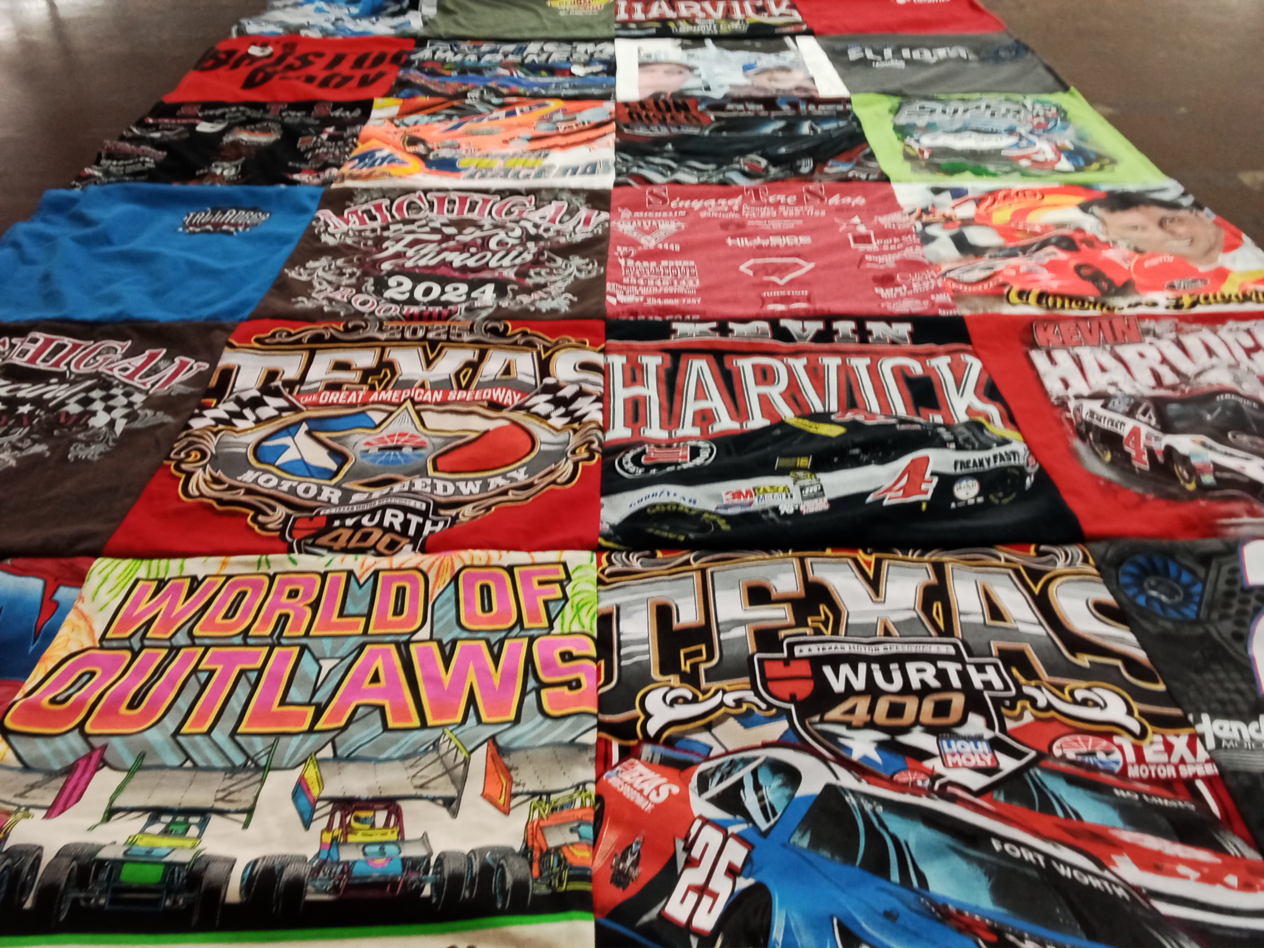T-shirt quilt with nascar, racing themes by Charles from TX